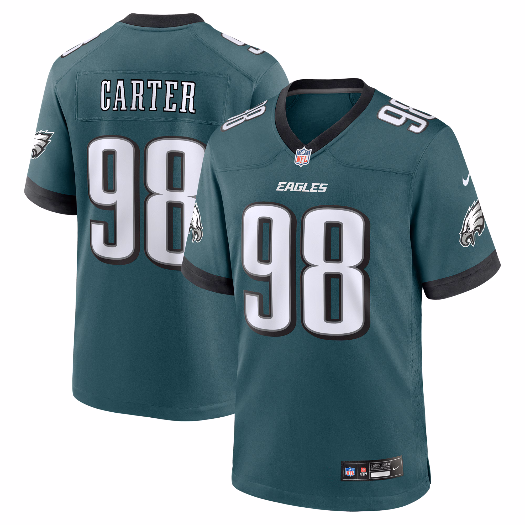 Jalen Carter Philadelphia Eagles #98 Team Game Jersey - Midnight Green