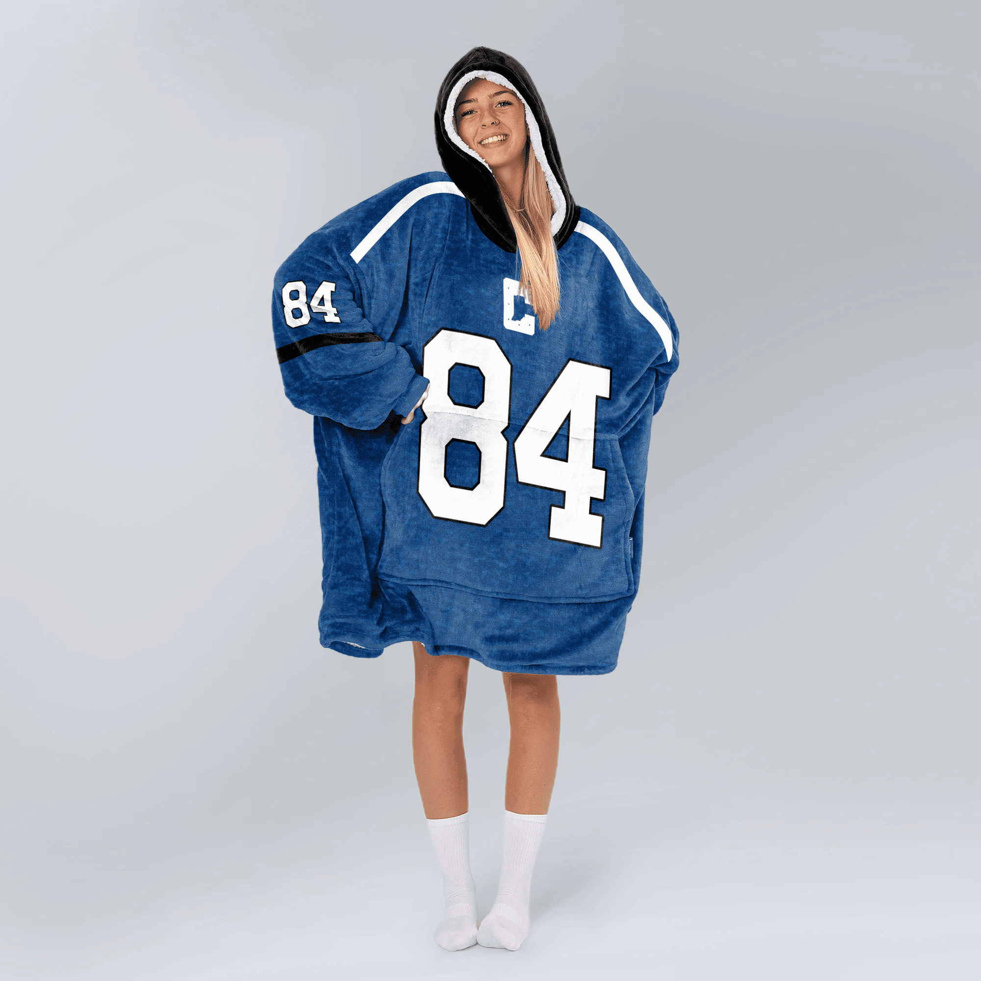 Adult 84 Indianapolis Football Unisex Blanket Hoodie