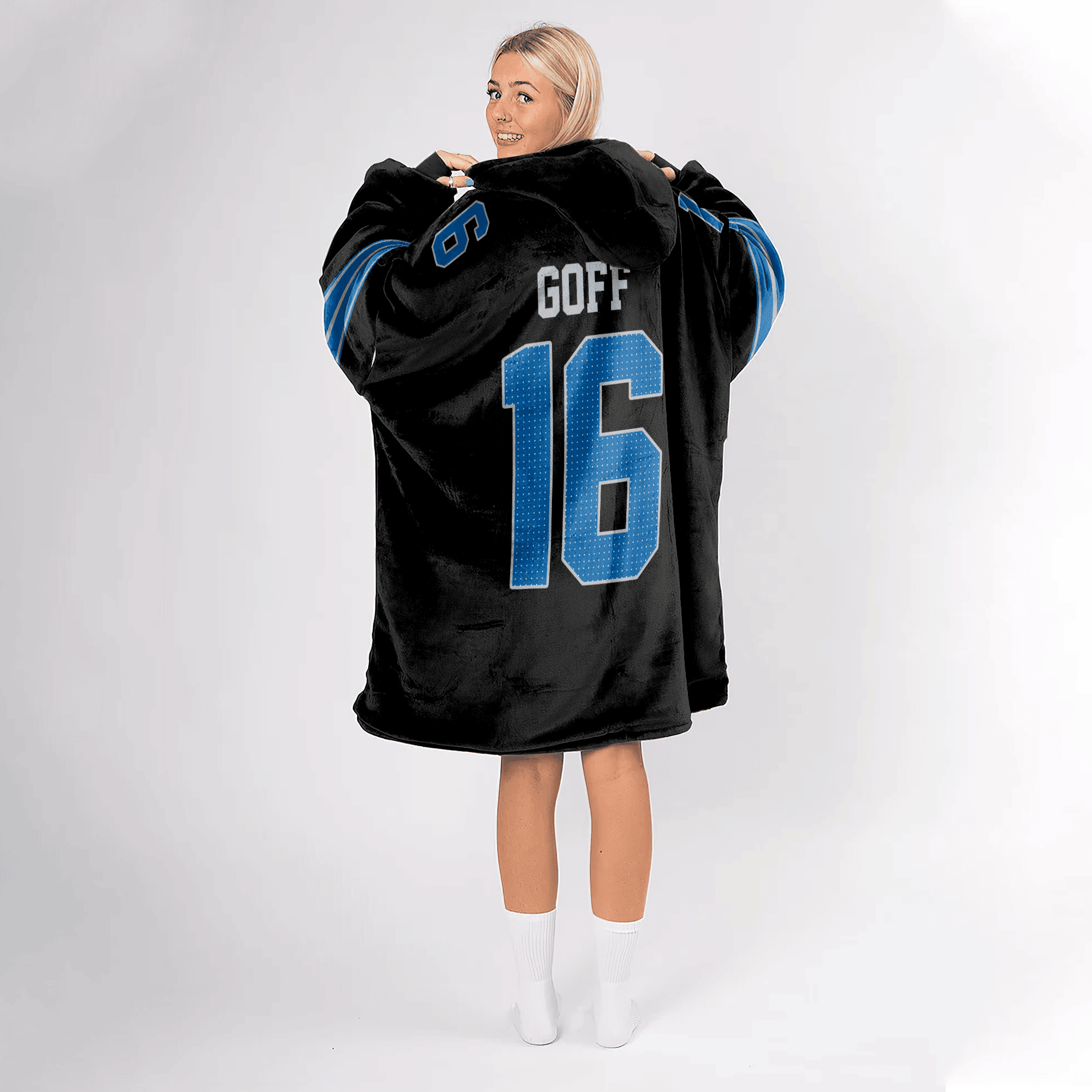 Adult All Grit J.G 16 Detroit Football Unisex Blanket Hoodie