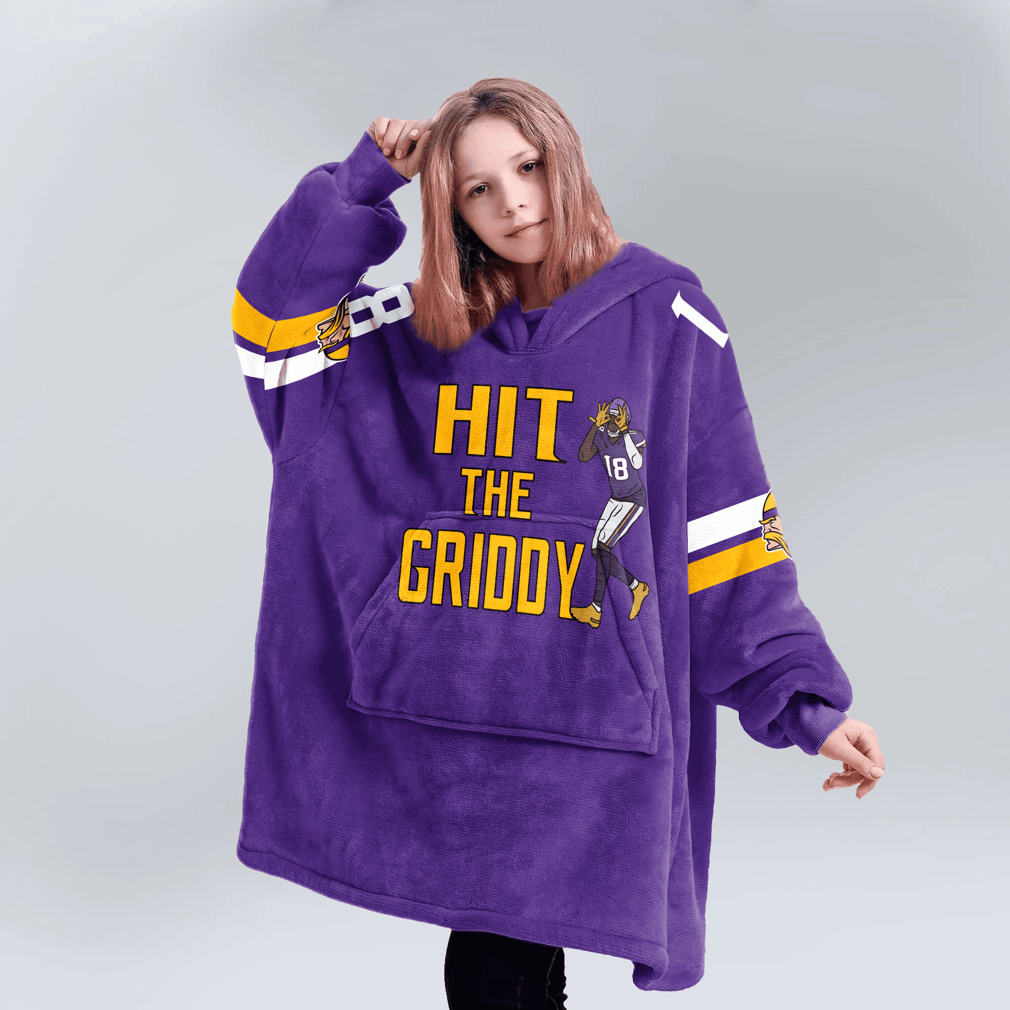 Kid 18 Minnesota Football Unisex Blanket Hoodie