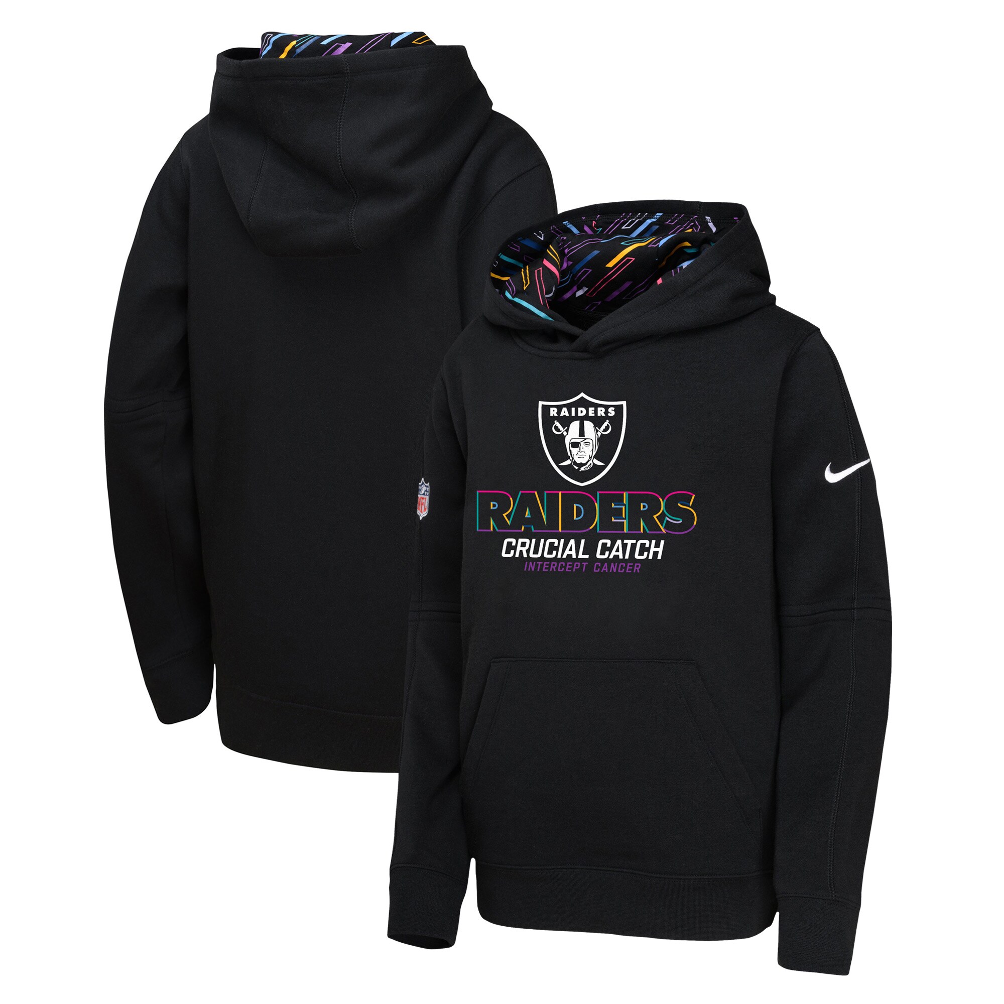 Las Vegas Raiders Youth 2024 NFL Crucial Catch Pullover Hoodie - Black