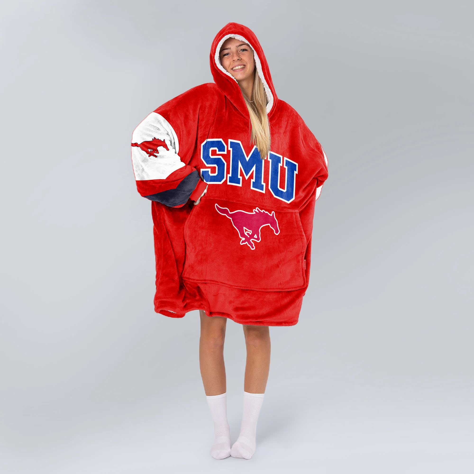 Adult SMU Football Unisex Blanket Hoodie