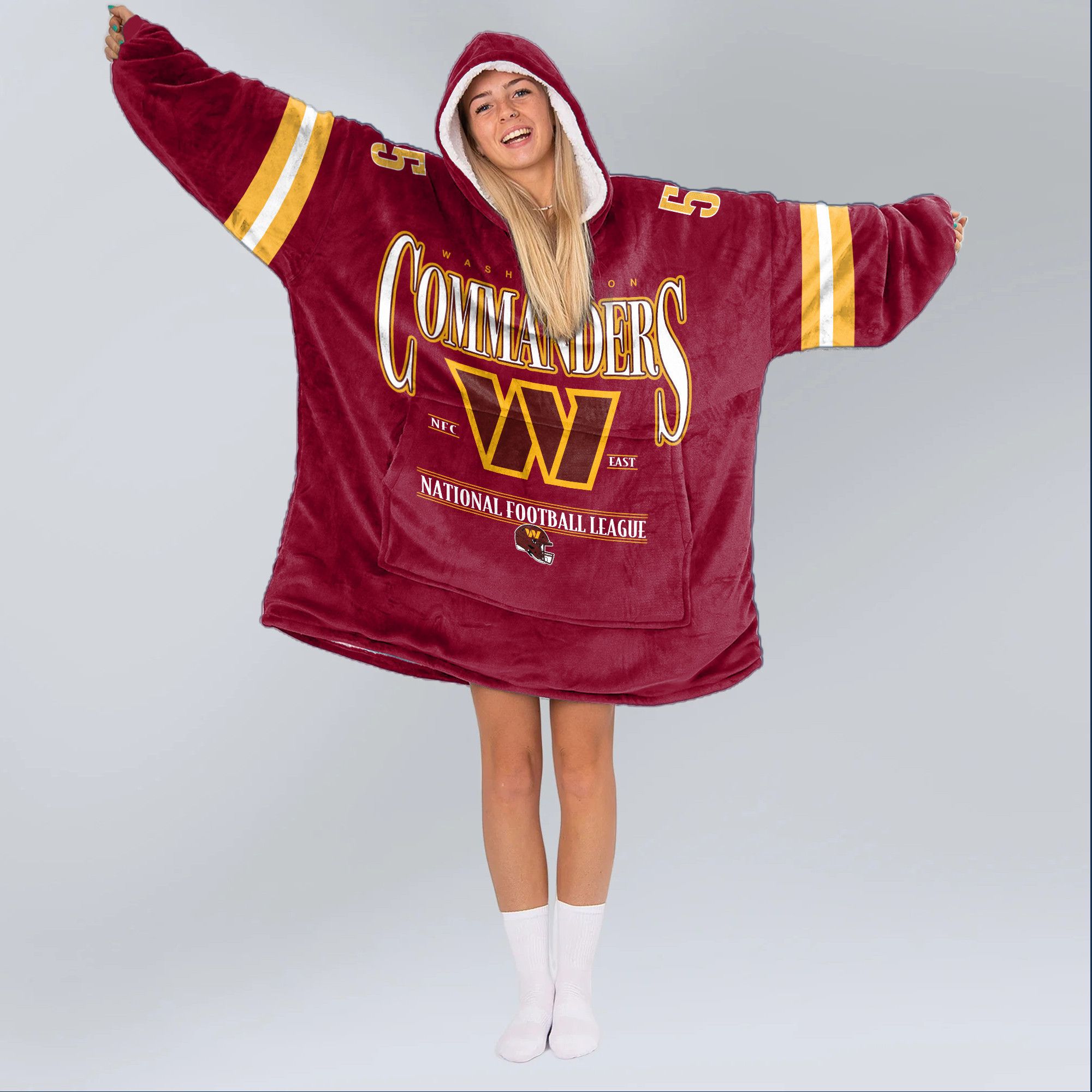 Adult 5 Washington Football Unisex Blanket Hoodie