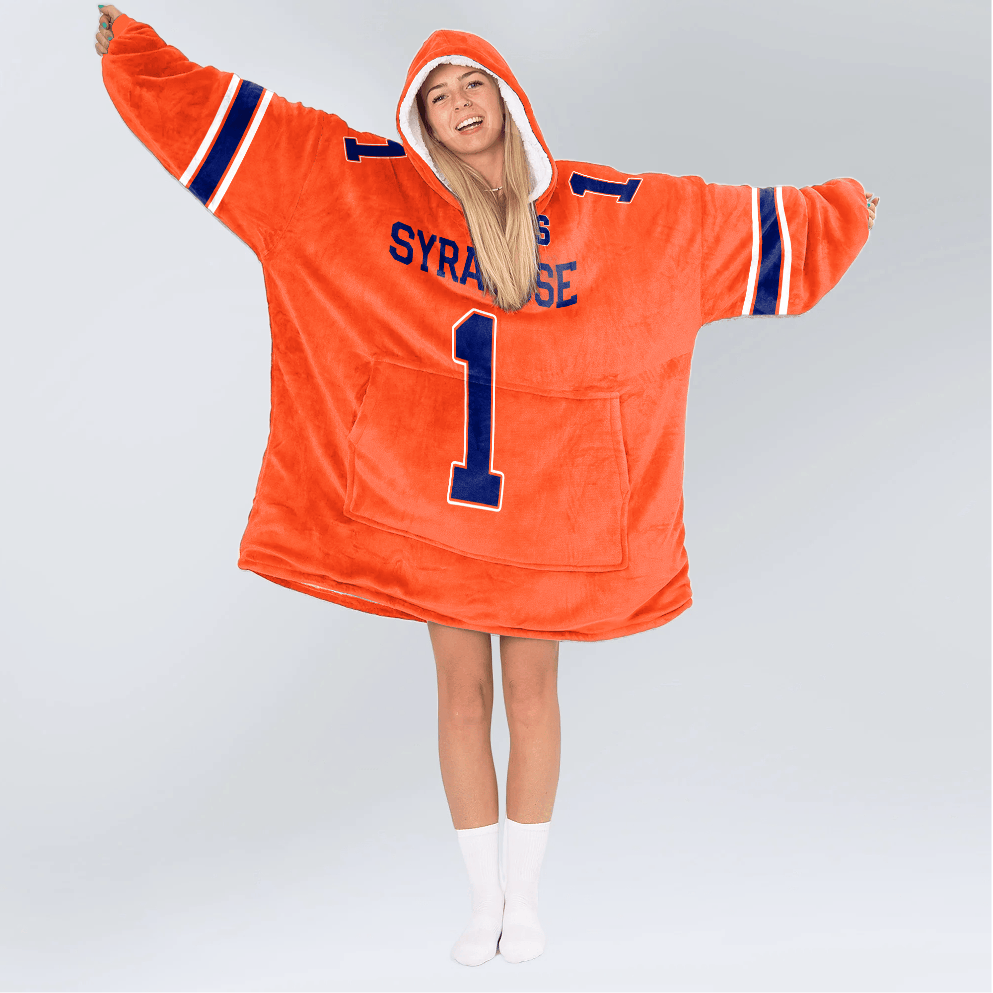 Adult #1 Syracuse Football Unisex Blanket Hoodie