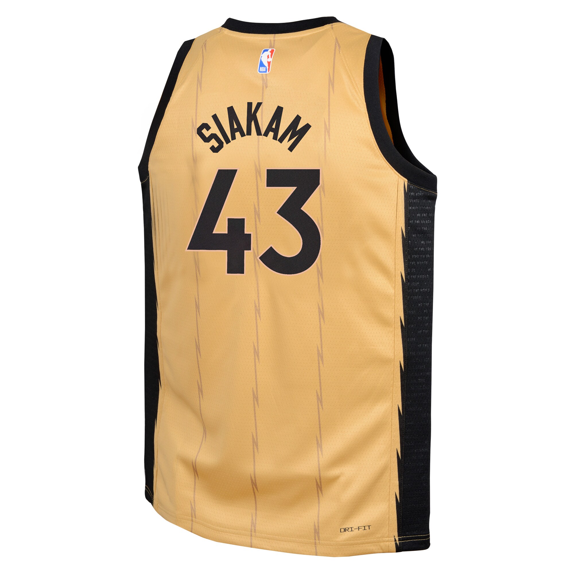Youth Toronto Raptors Pascal Siakam  Gold 2023/24 Swingman Replica Jersey - City Edition