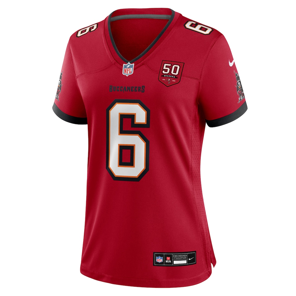 Baker Mayfield #6 Tampa Bay Buccaneers Women's 50th Season Team Game Jersey - Red