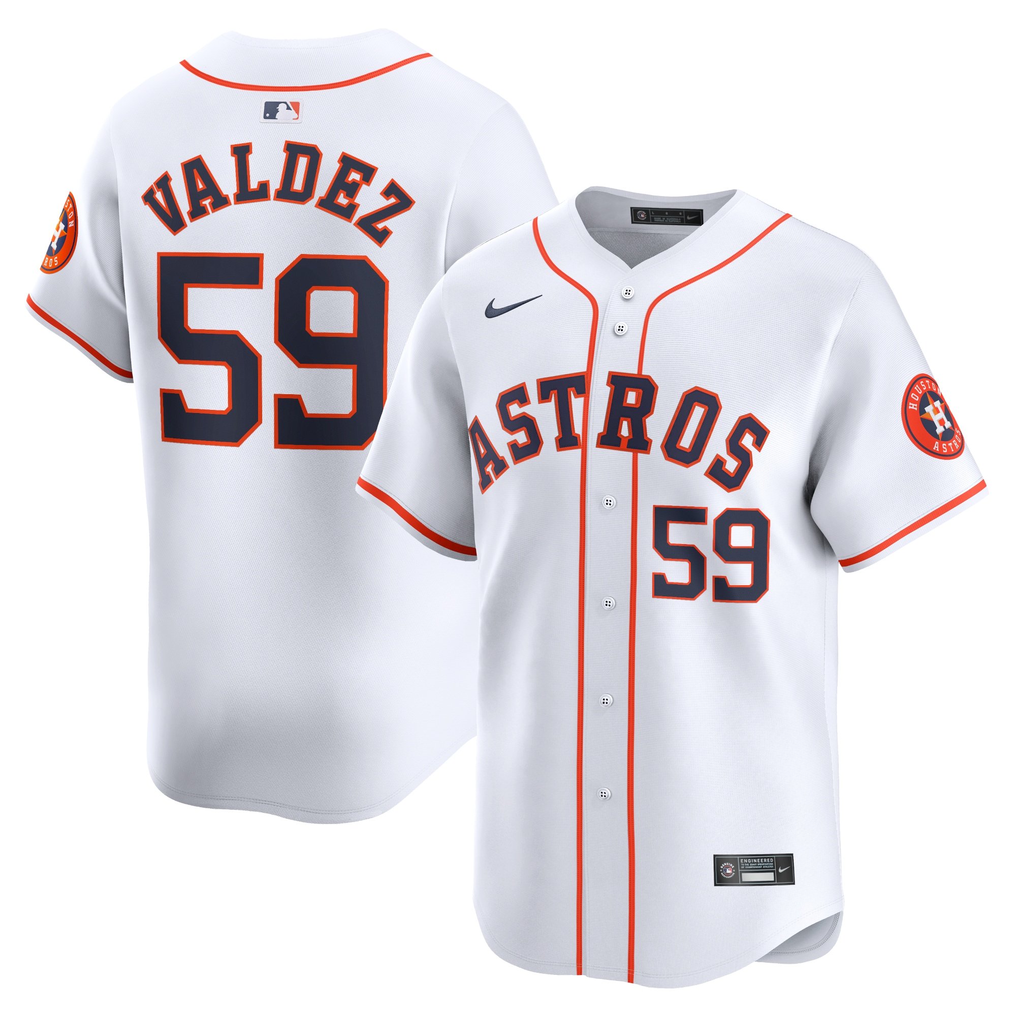 Men's Houston Astros Framber Valdez  White Home Limited Player Jersey