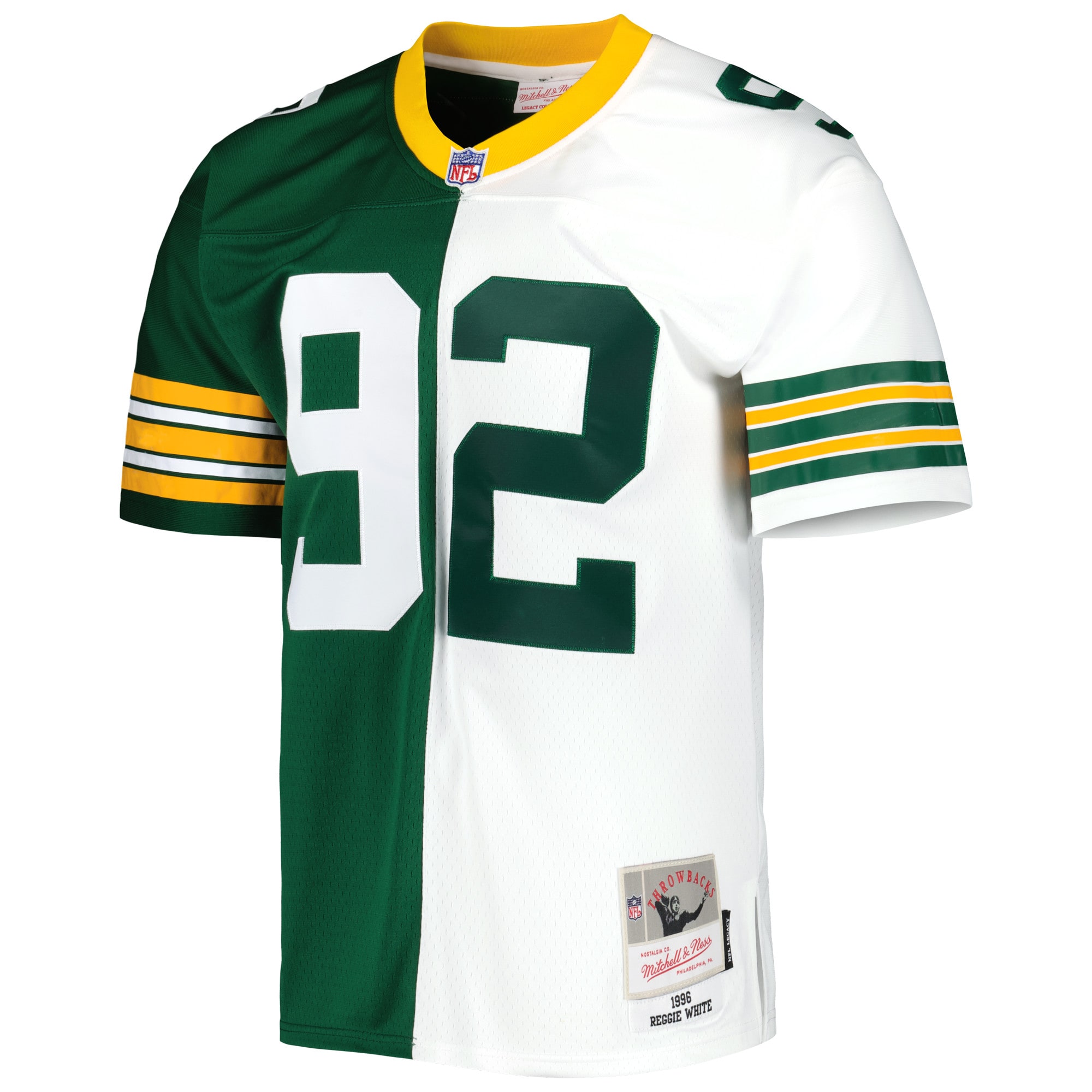 Reggie White Green Bay Packers  1996 Split Legacy Replica Jersey - Green/White