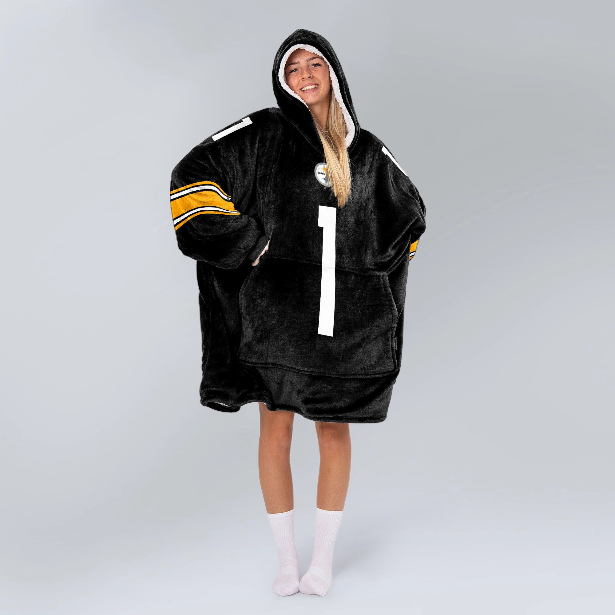 Adult S.D 1 Pittsburgh Football Unisex Blanket Hoodie