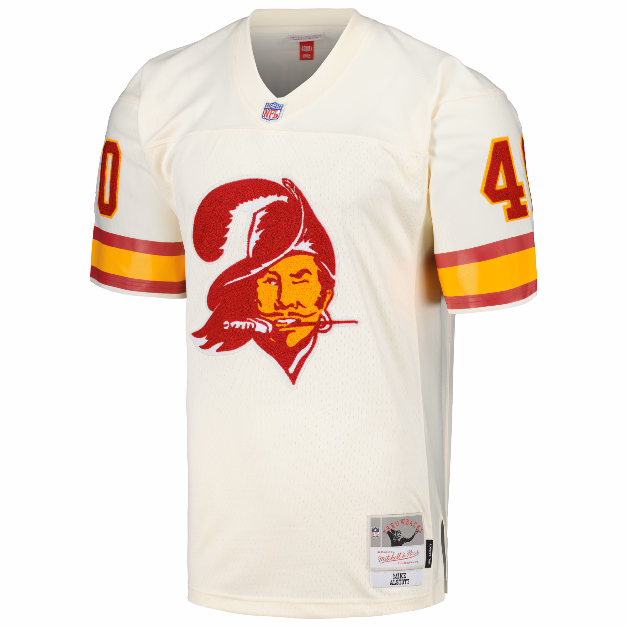 Mike Alstott Tampa Bay Buccaneers Chainstitch Legacy Jersey - Cream