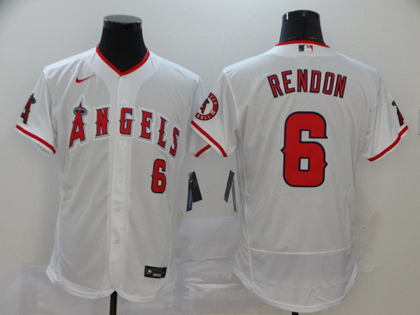 Men's Los Angeles Angels #6 Anthony Rendon White Stitched MLB Flex Base  Jersey