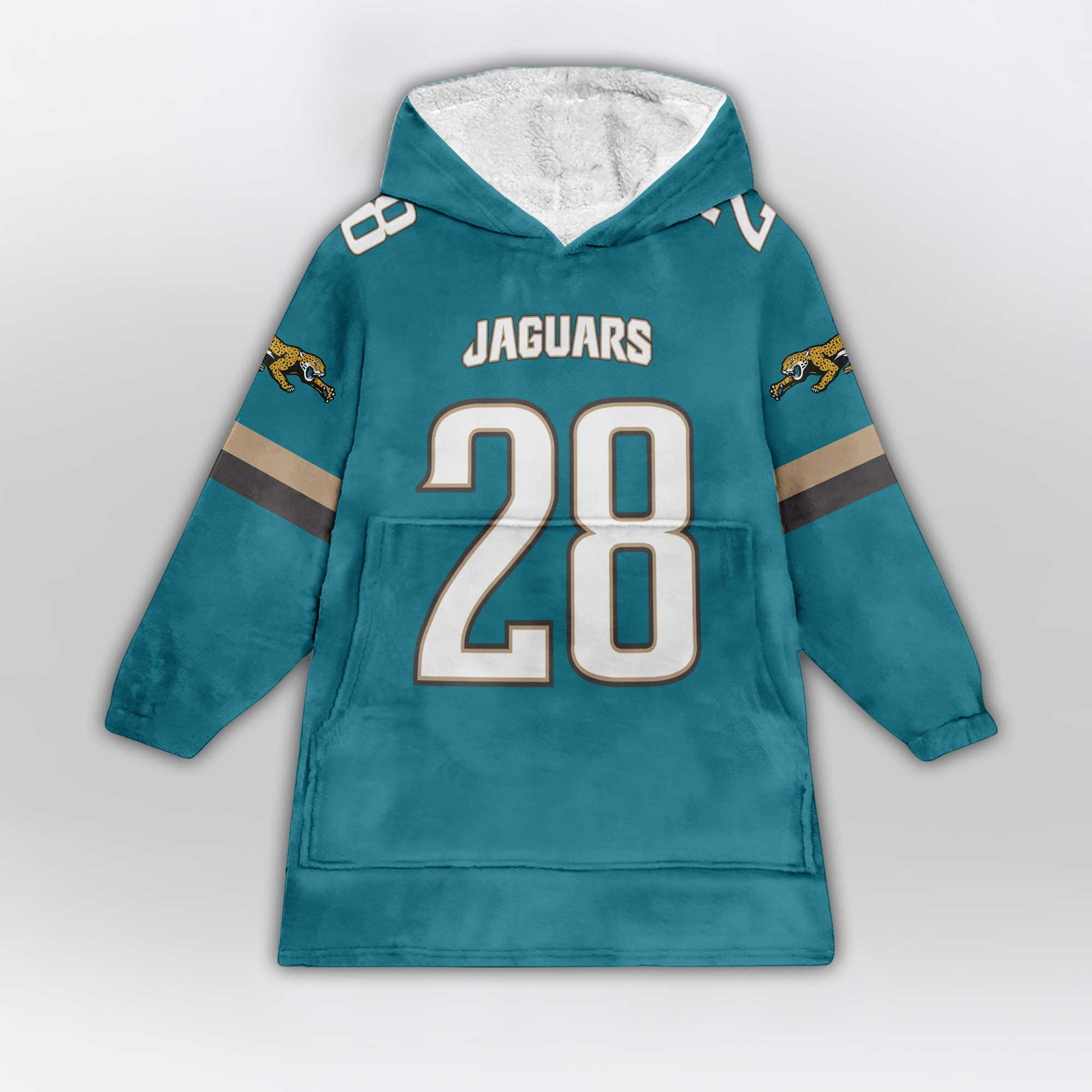 Kid 28 Jacksonville Football Unisex Blanket Hoodie