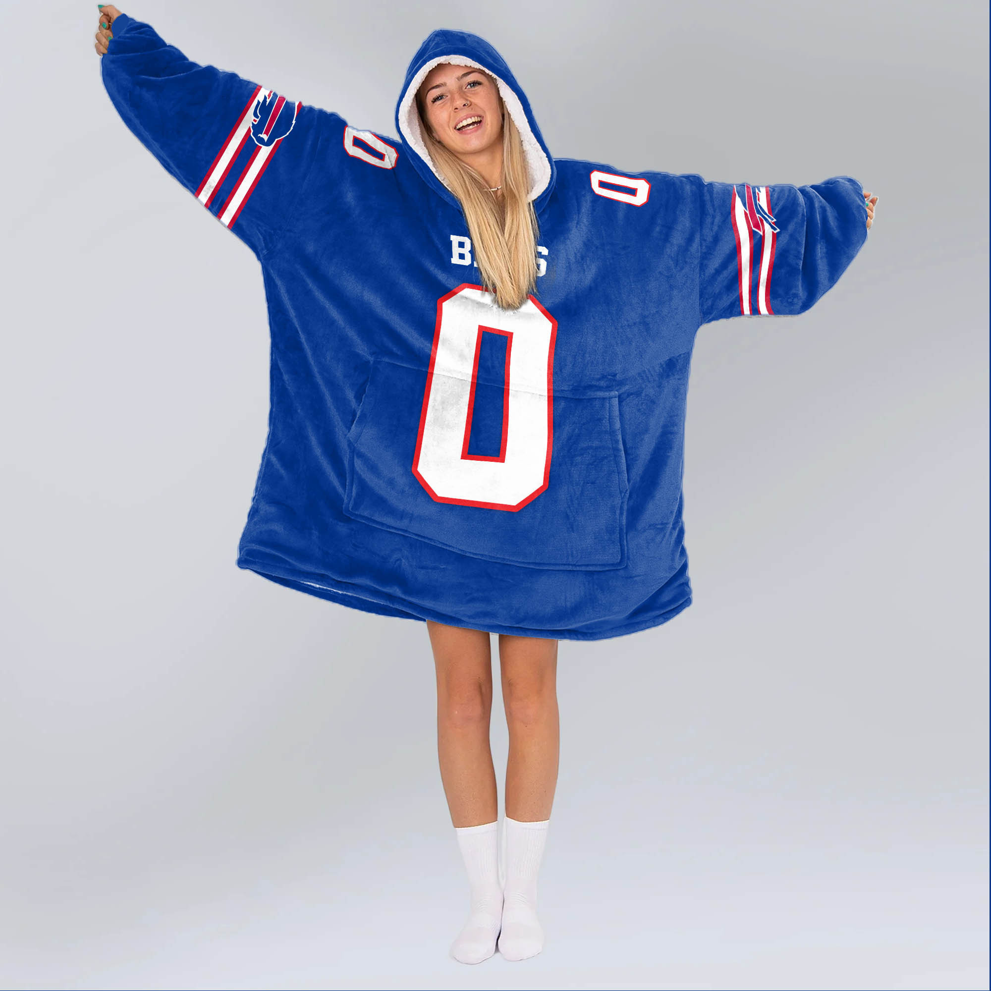 Adult 0 Buffalo Football Unisex Blanket Hoodie