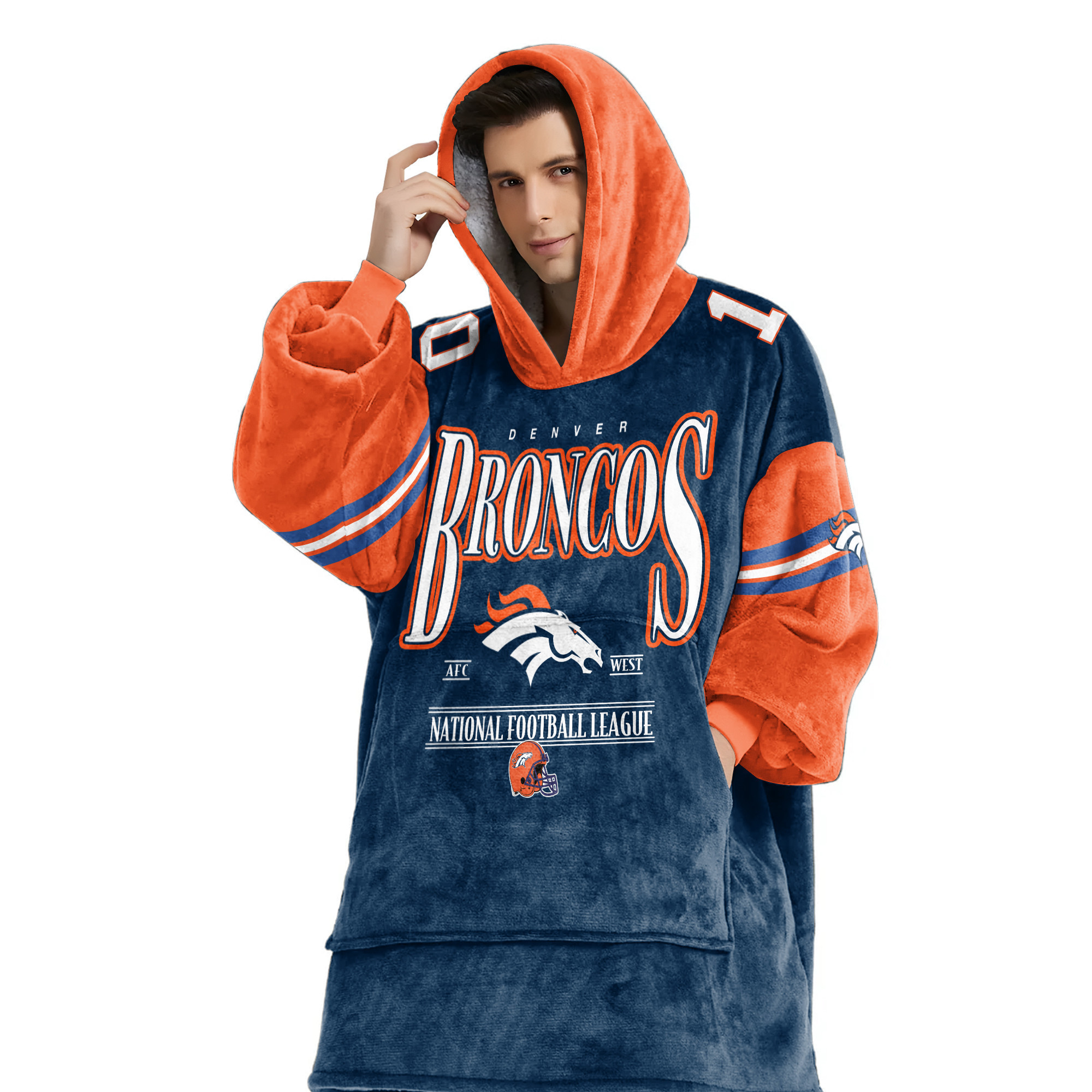 Adult 10 Denver Football Unisex Blanket Hoodie