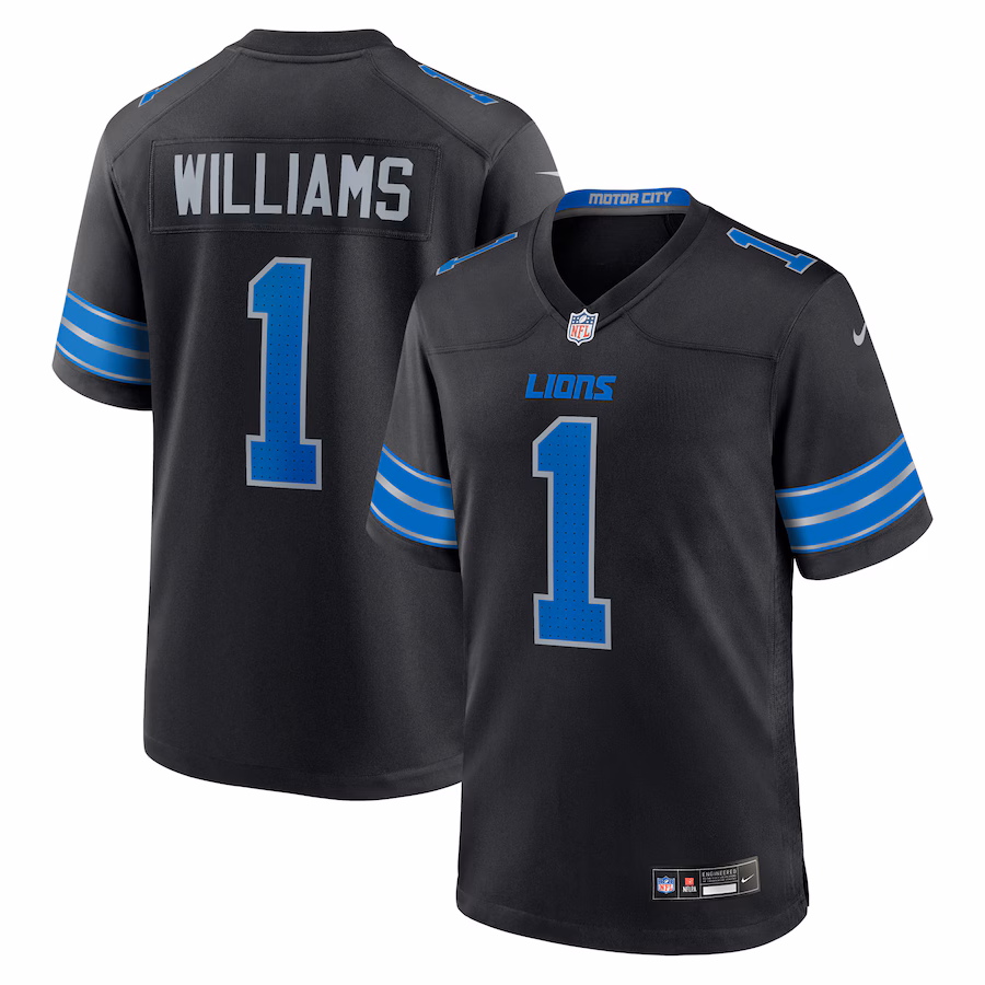 Men's Jameson Williams #1 Black Detroit Lions Alternate Game Player Jersey