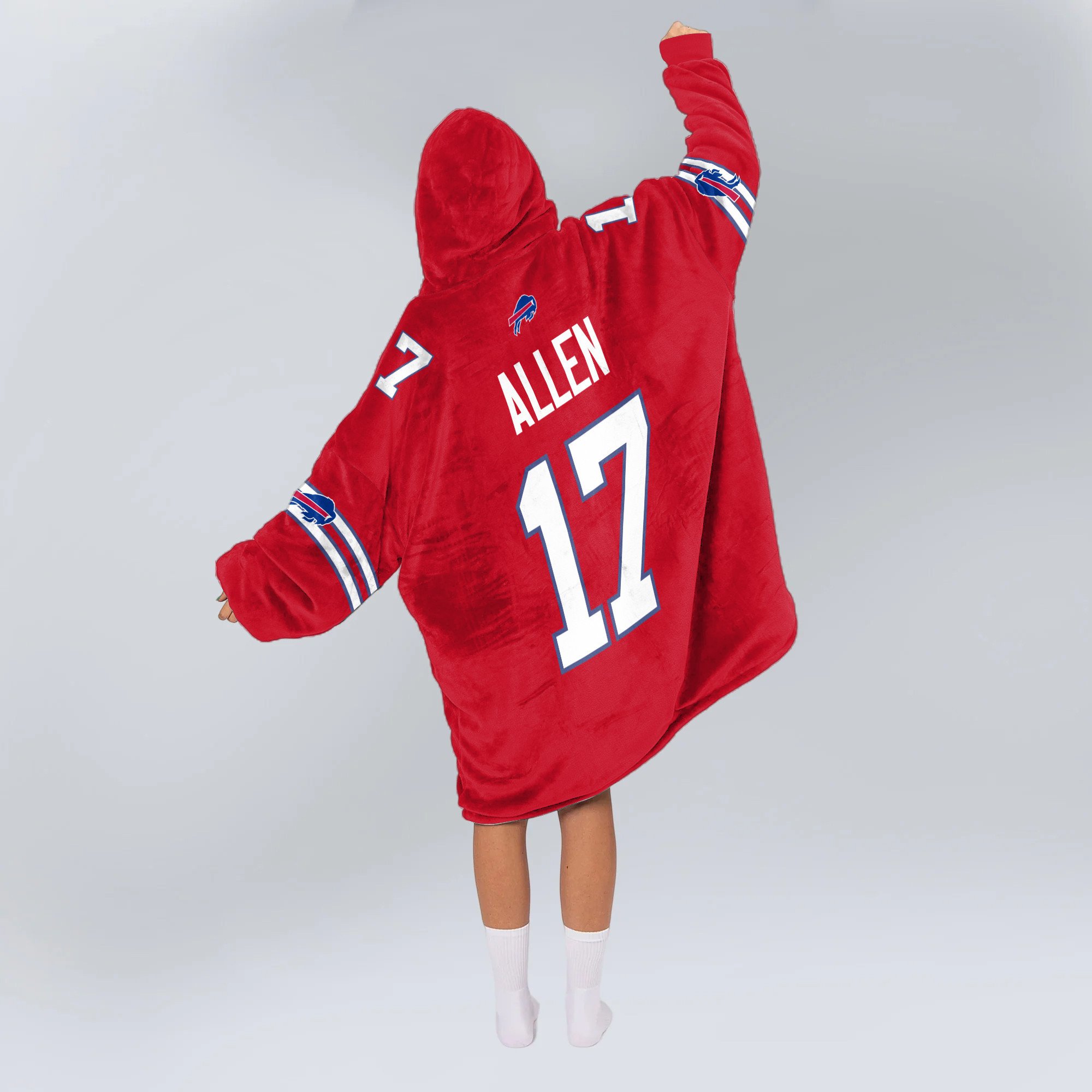 Adult 17 Buffalo Football Unisex Blanket Hoodie