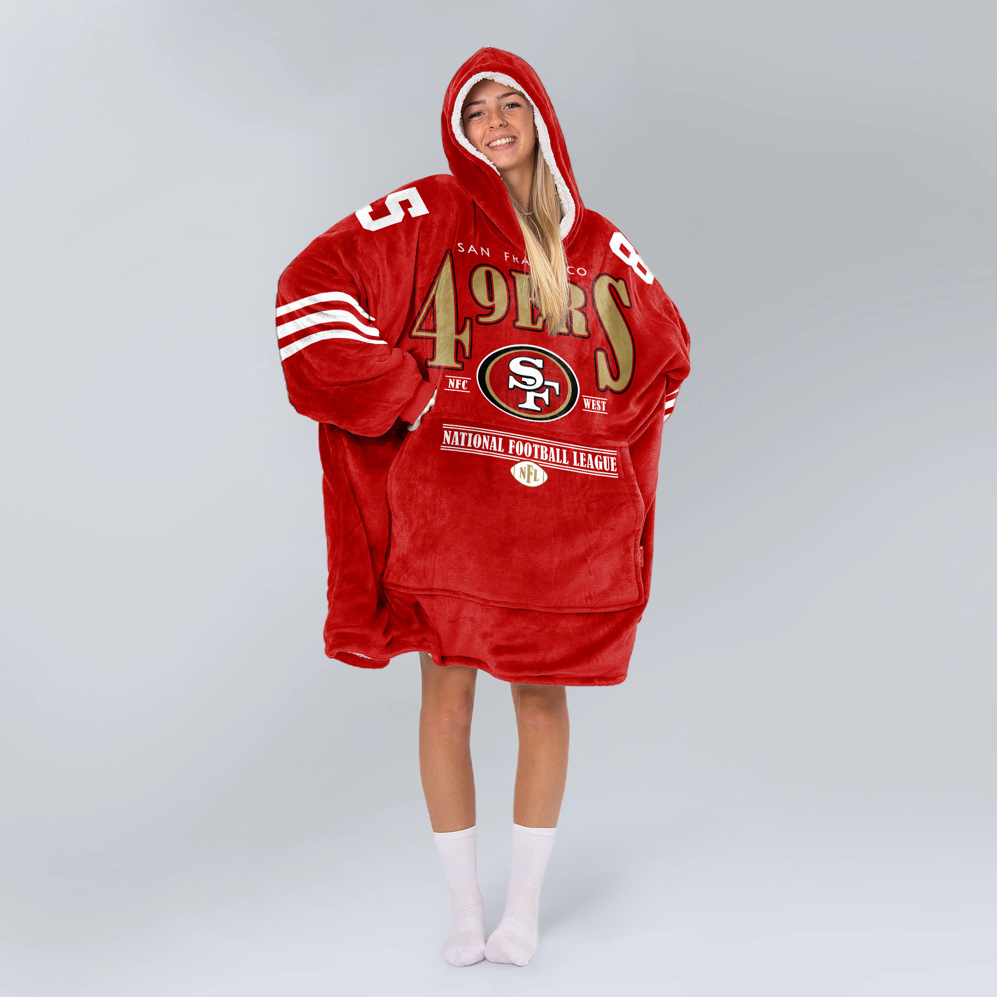 Adult San Francisco 49ers Football Unisex Blanket Hoodie