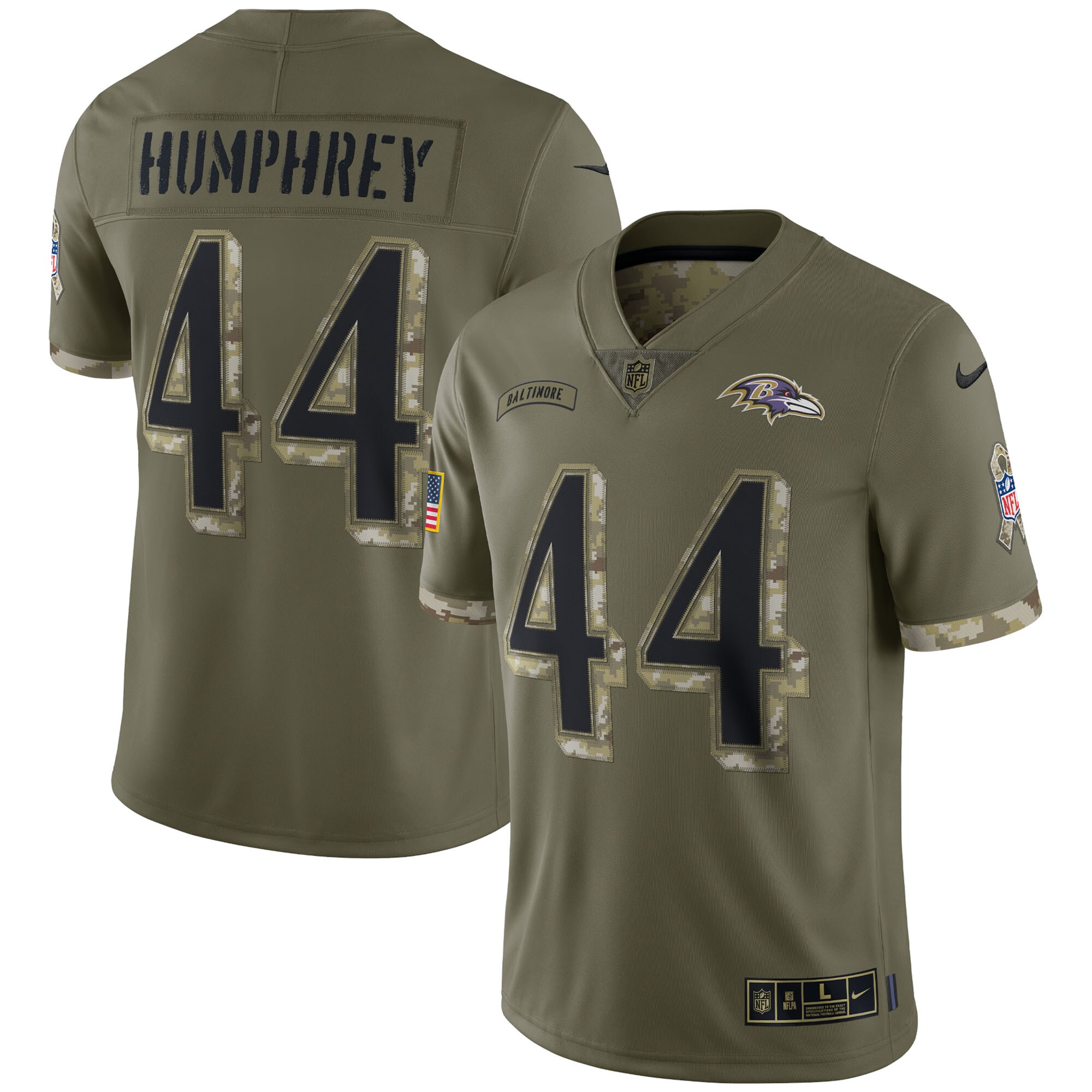 Marlon Humphrey Baltimore Ravens  2022 Salute To Service Limited Jersey - Olive