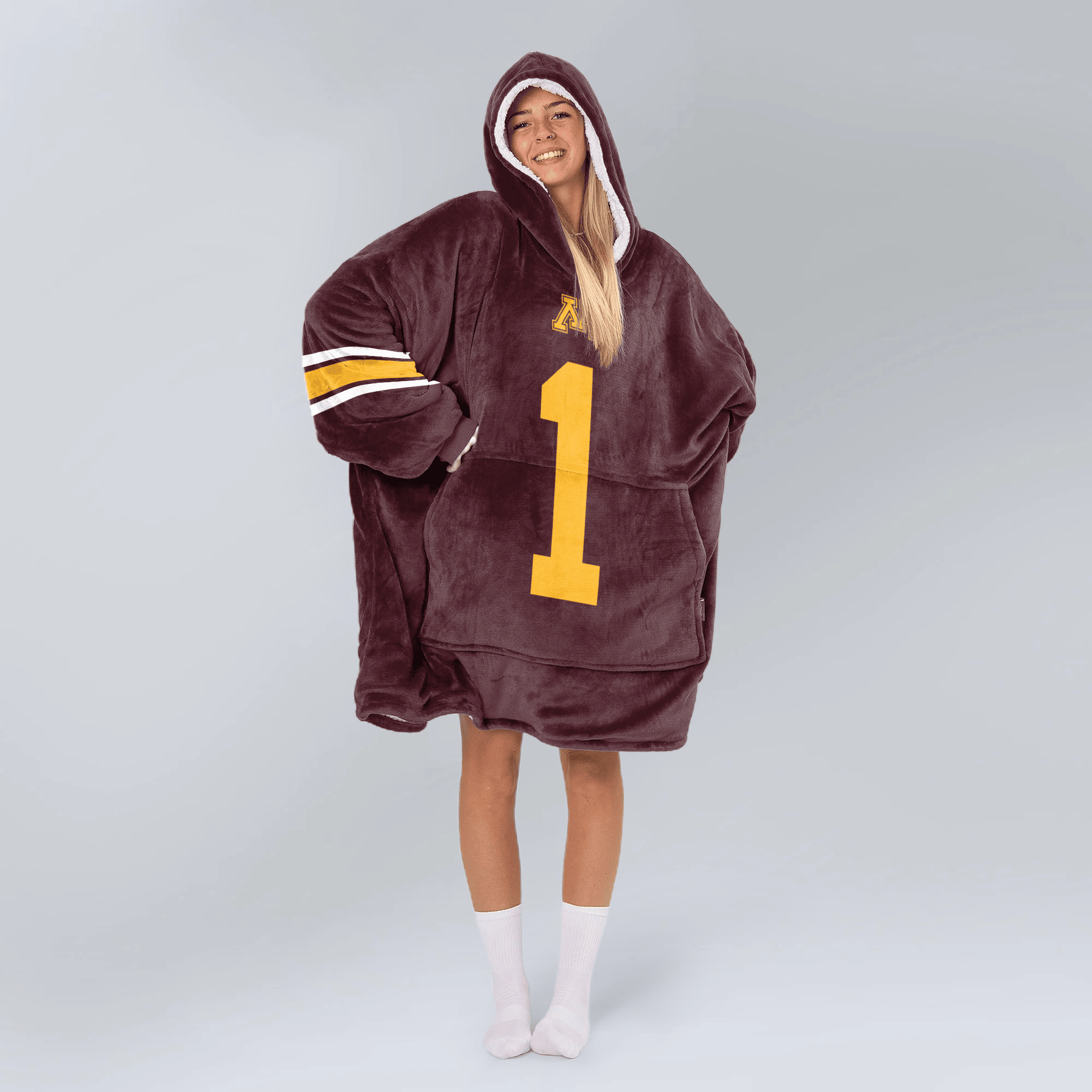 Adult #1 Minnesota Football Unisex Blanket Hoodie