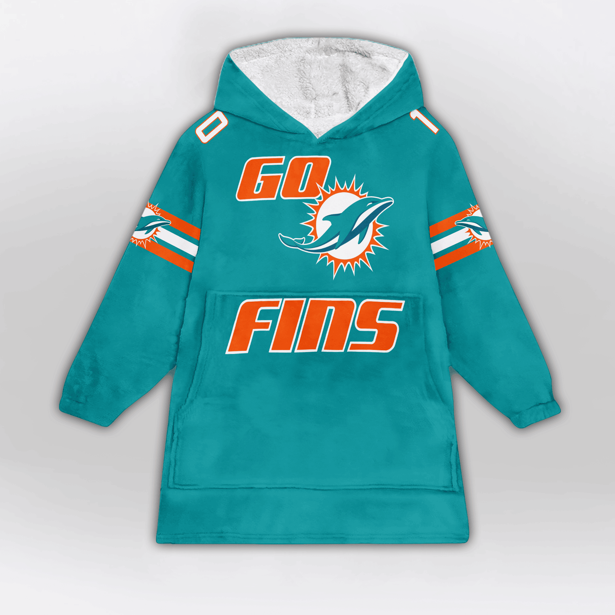 Go Fins T.H 10 Miami Football Unisex Blanket Hoodie