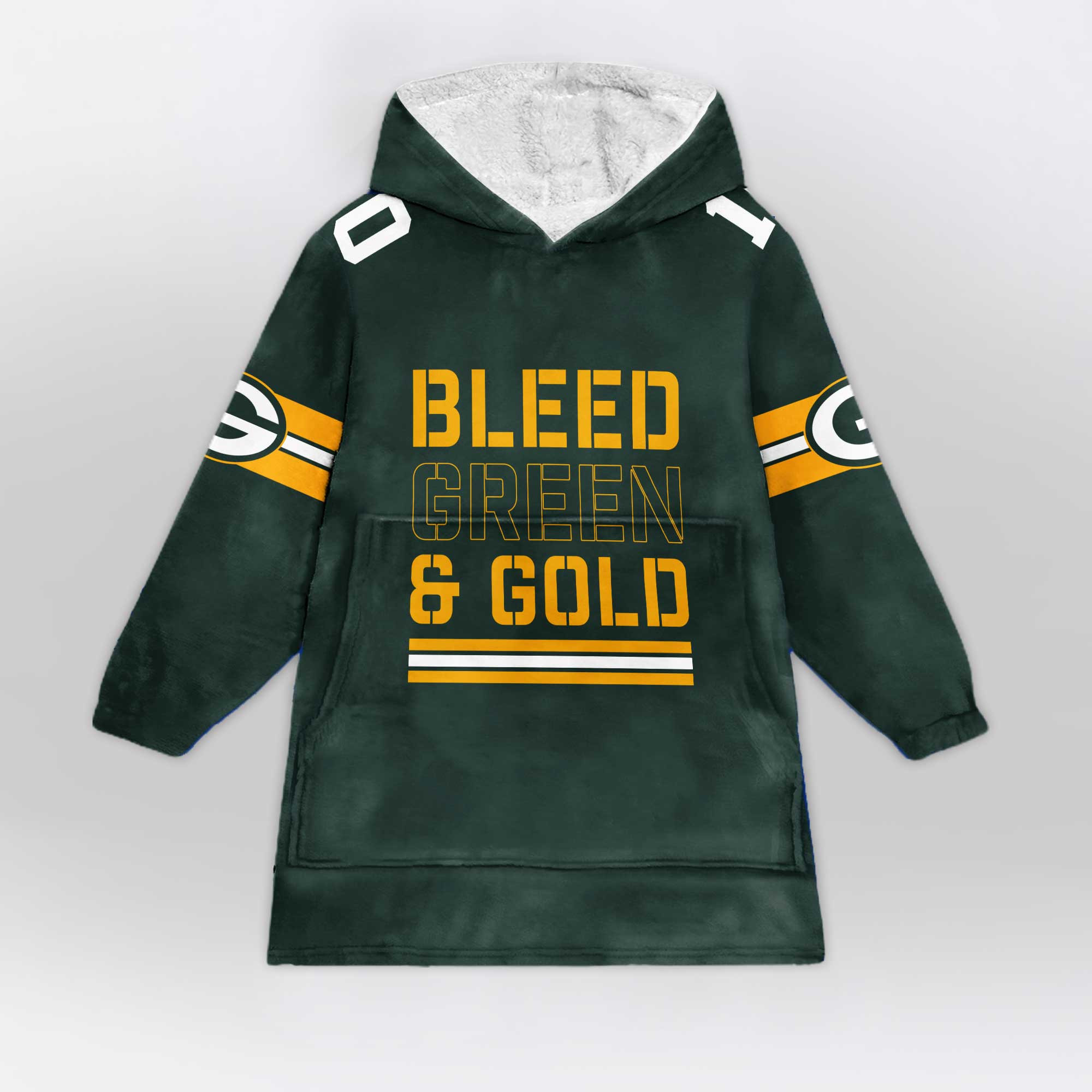 Adult 10 Green Bay Football Unisex Blanket Hoodie