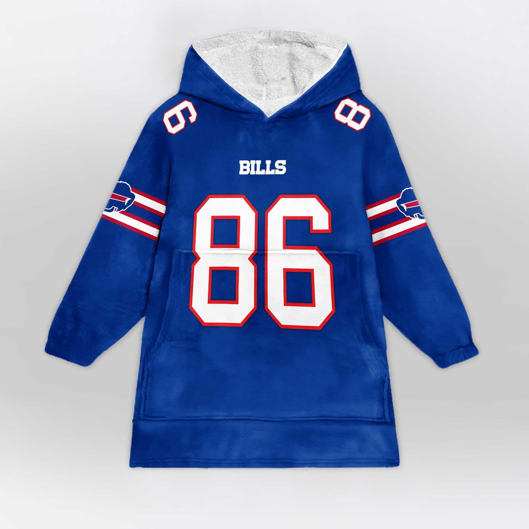 Adult 86 Buffalo Football Unisex Blanket Hoodie