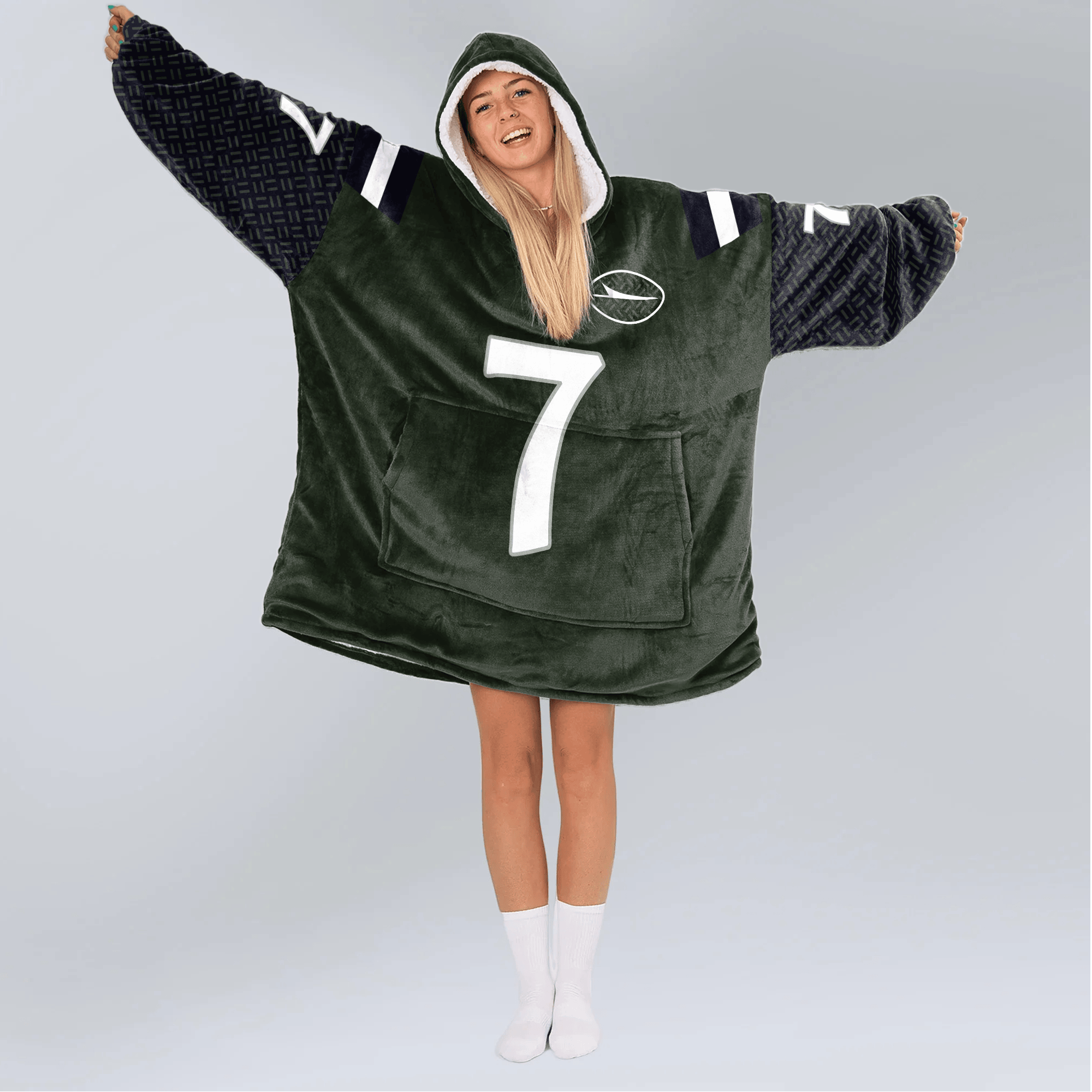 Adult J.F 7 New York J Football Unisex Blanket Hoodie