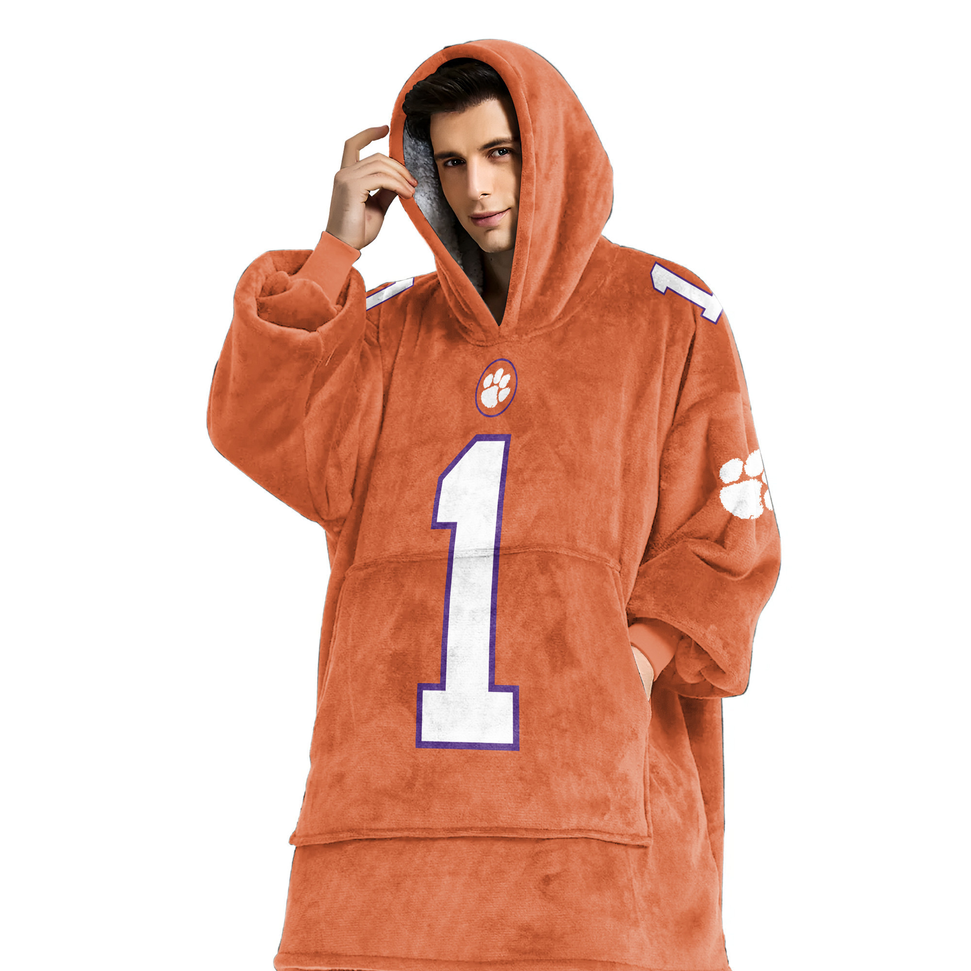 Adult #1 Clemson Football Unisex Blanket Hoodie