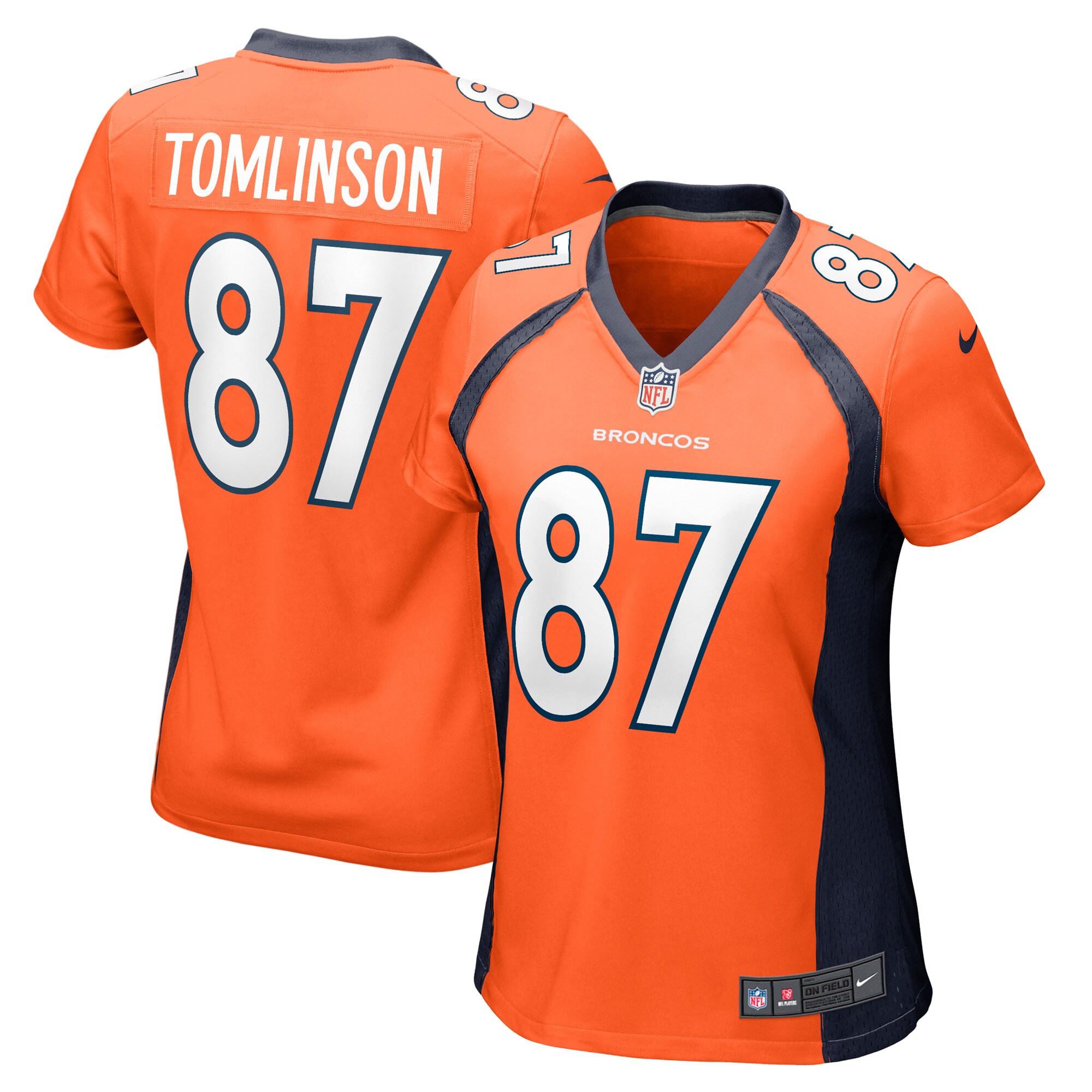 Eric Tomlinson Denver Broncos  Women's Game Player Jersey - Orange