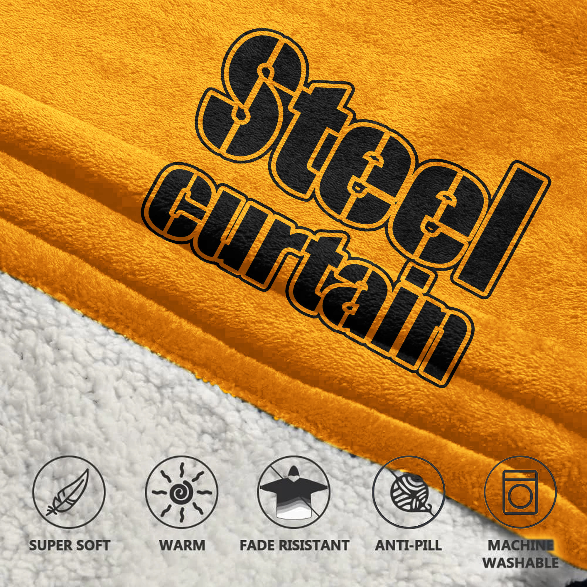 Adult Steel Curtain Pittsburgh Football Unisex Blanket Hoodie