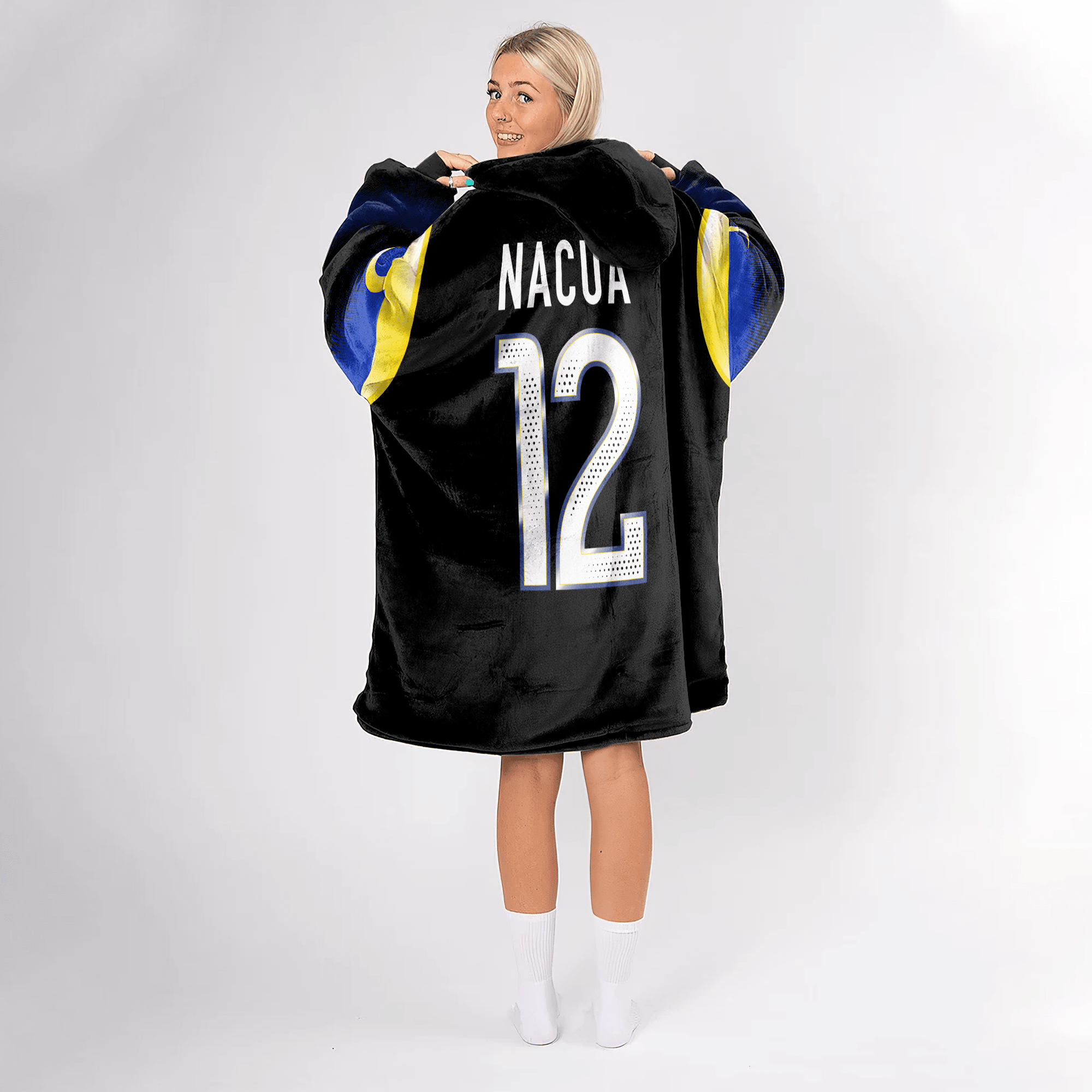 Adult P.N 12 Los Angeles R Football Unisex Blanket Hoodie
