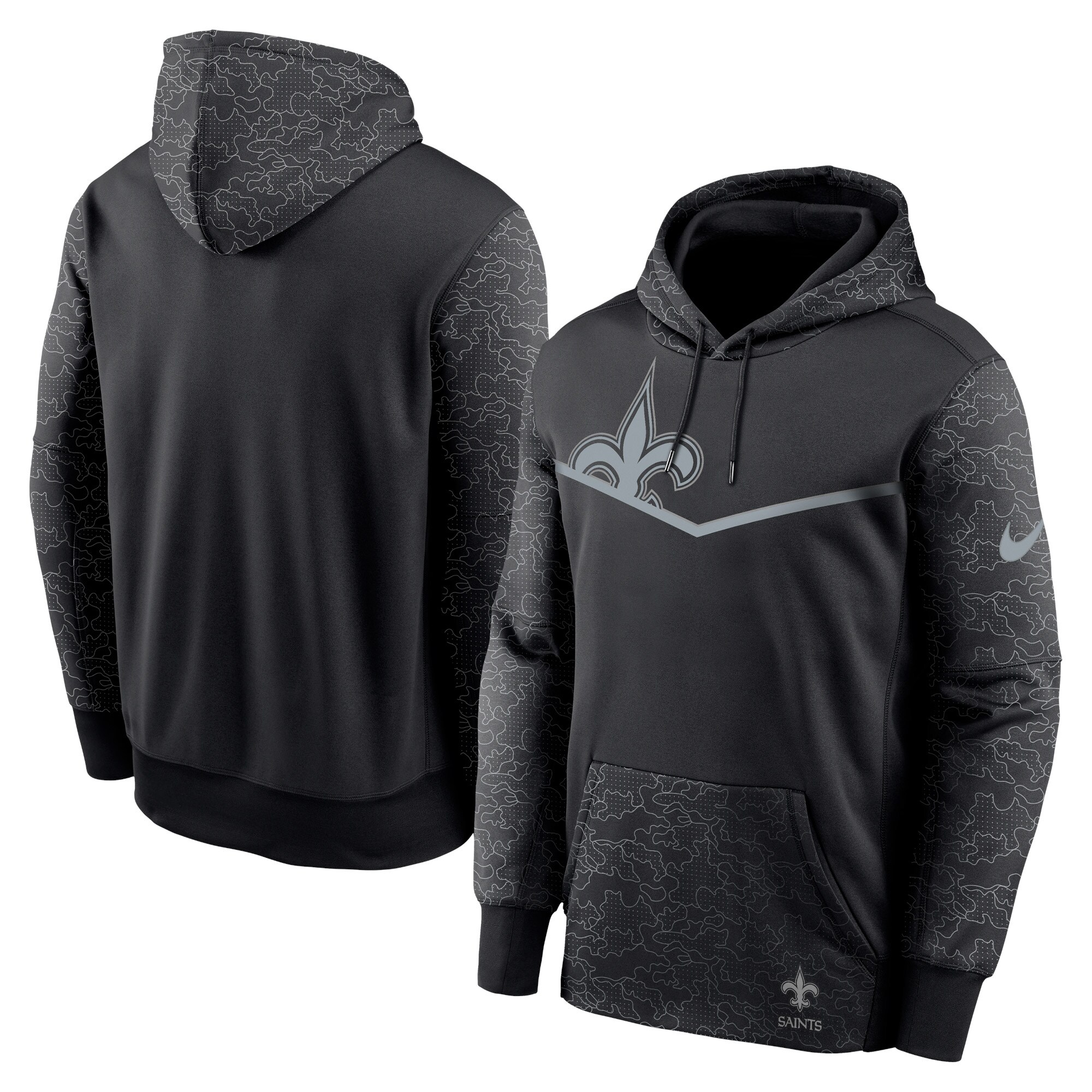 New Orleans Saints RFLCTV Chevron Pullover Hoodie - Black