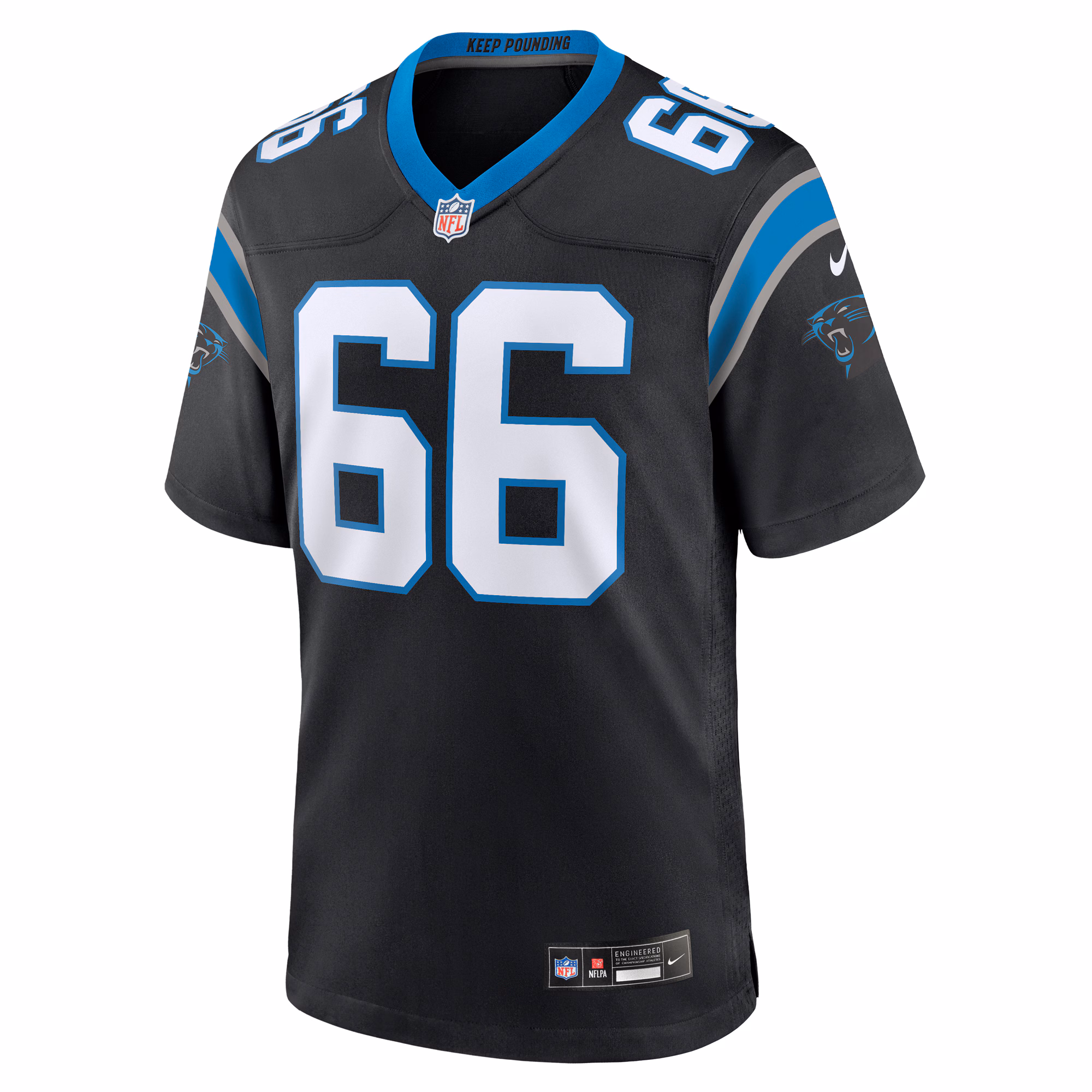 Nash Jensen Carolina Panthers Team Game Jersey -  Black