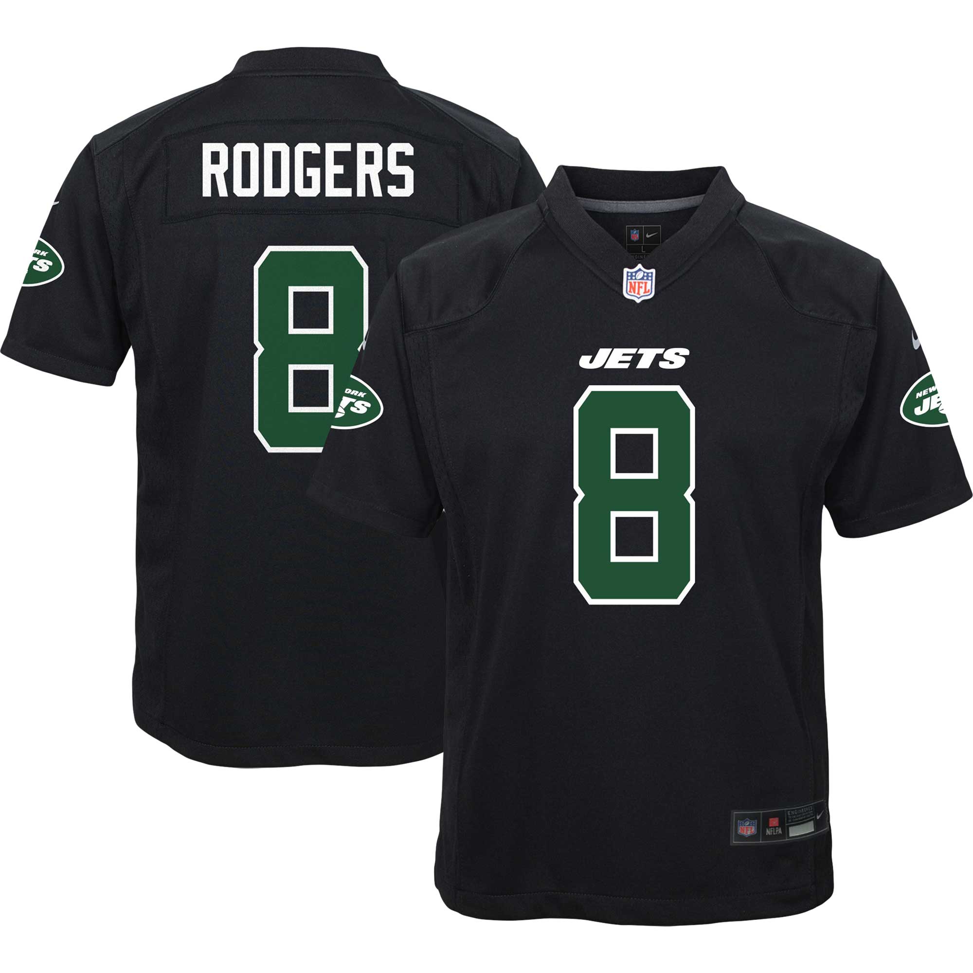 Aaron Rodgers New York Jets  Youth Fashion Game Jersey - Black