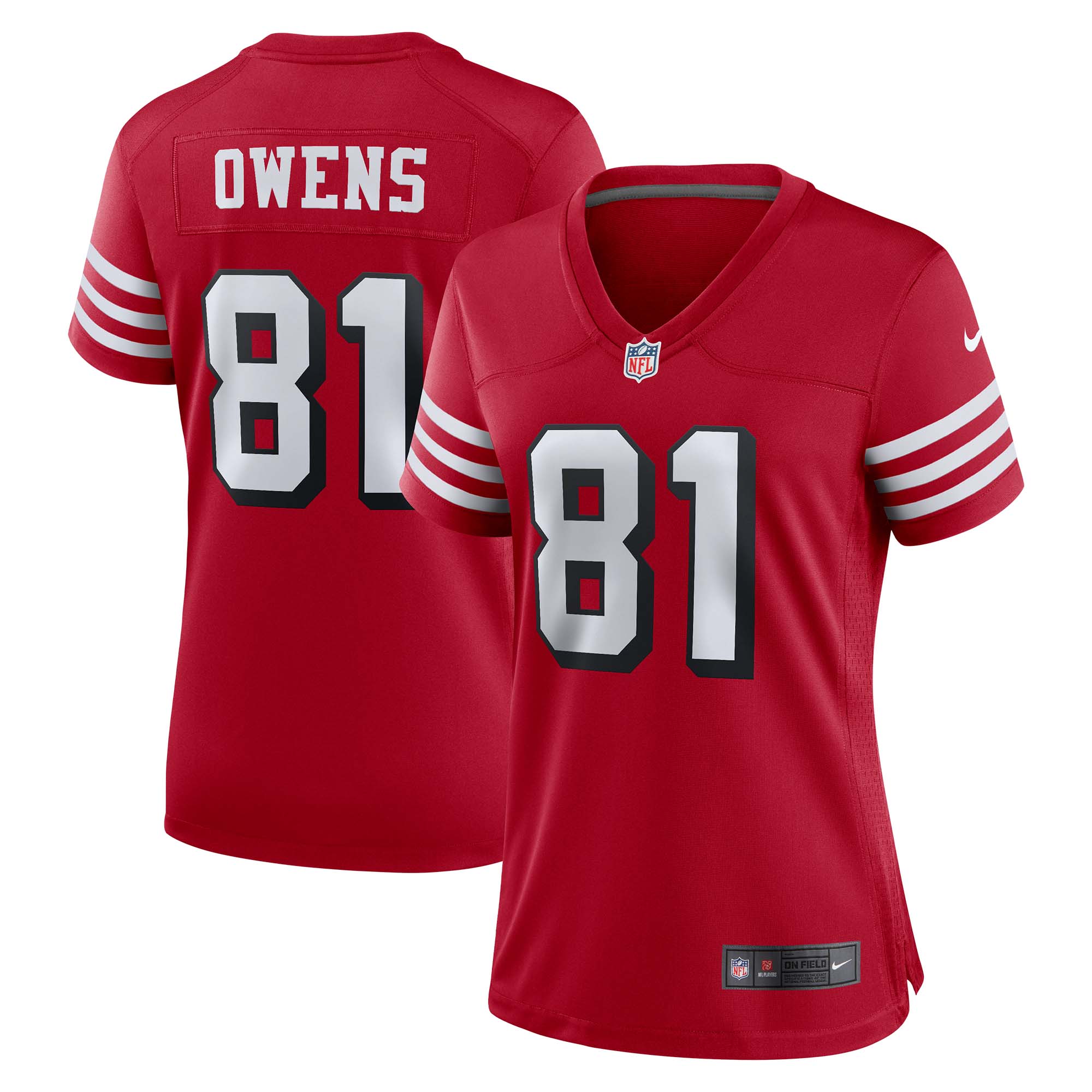 Terrell Owens San Francisco 49ers  Women's Alternate Game Jersey - Scarlet