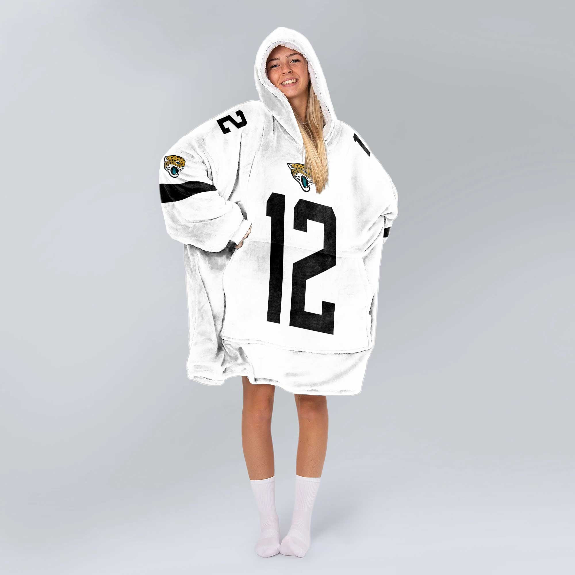 Adult 12 Jacksonville Football Unisex Blanket Hoodie
