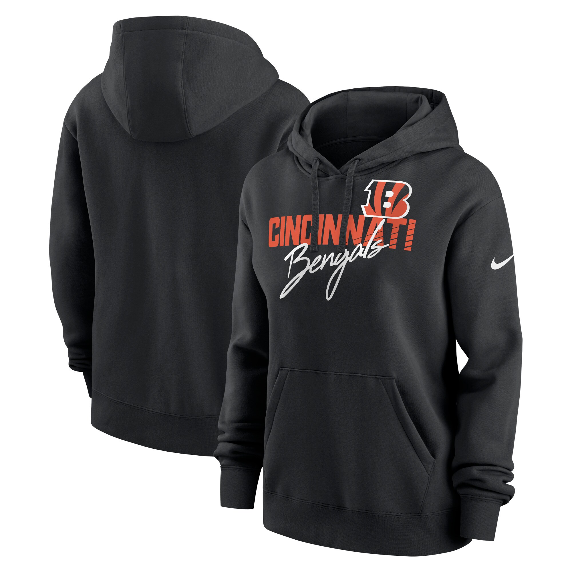 Cincinnati Bengals Women's Wordmark Club Fleece Pullover Hoodie - Black