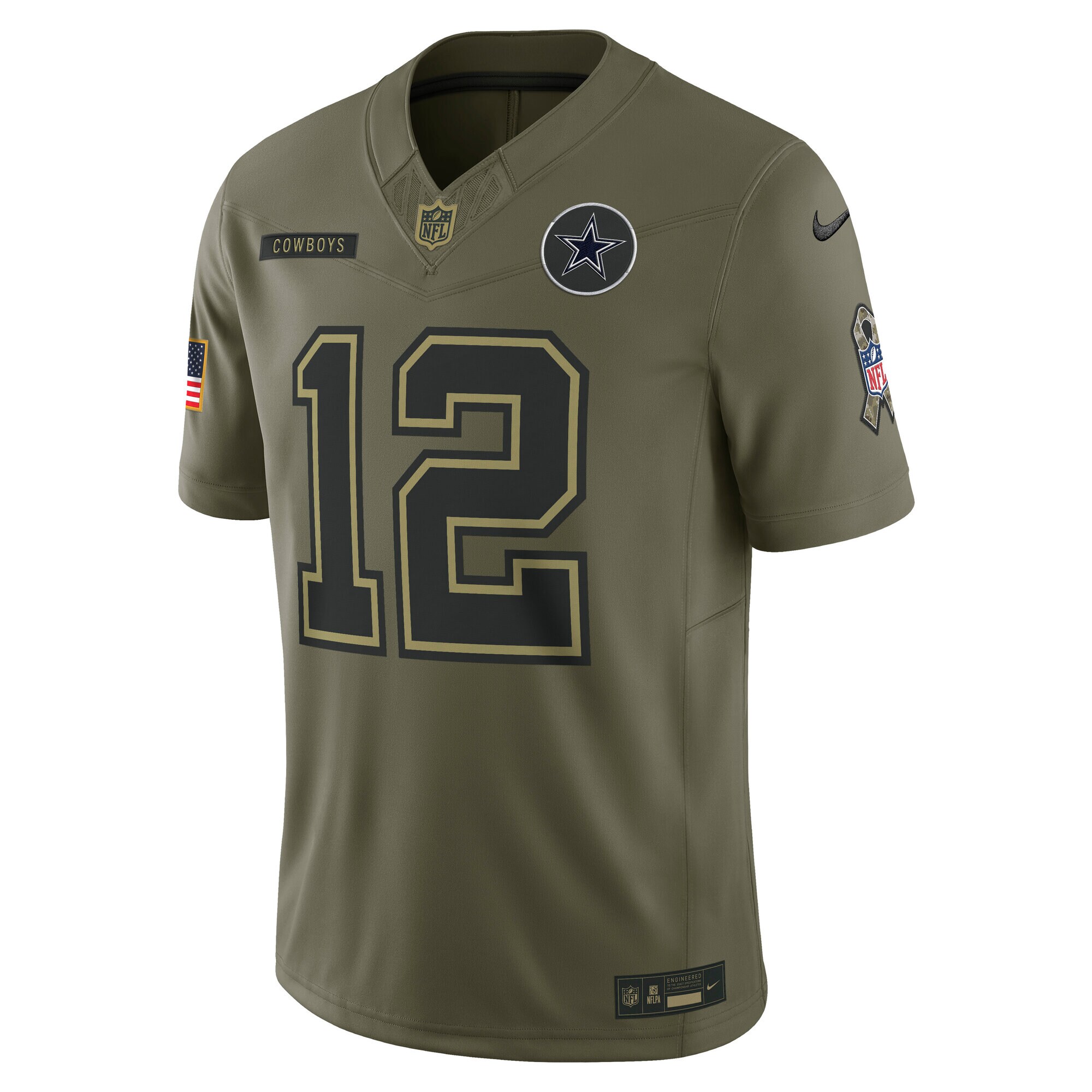 Men's Dallas Cowboys Roger Staubach Olive 2025 Salute to Service Retired Limited Jersey