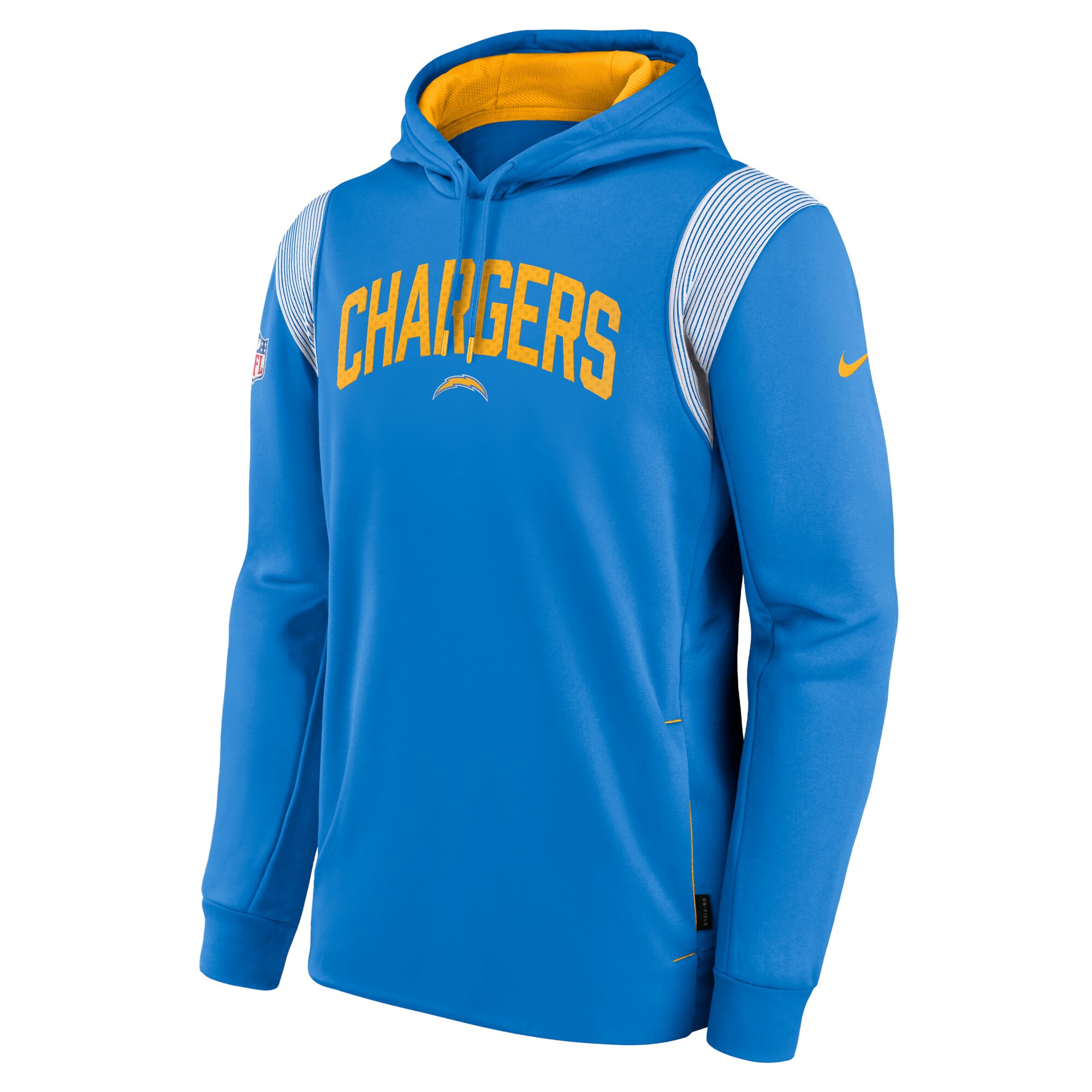 Los Angeles Chargers Sideline Athletic Stack Performance Pullover Hoodie - Powder Blue