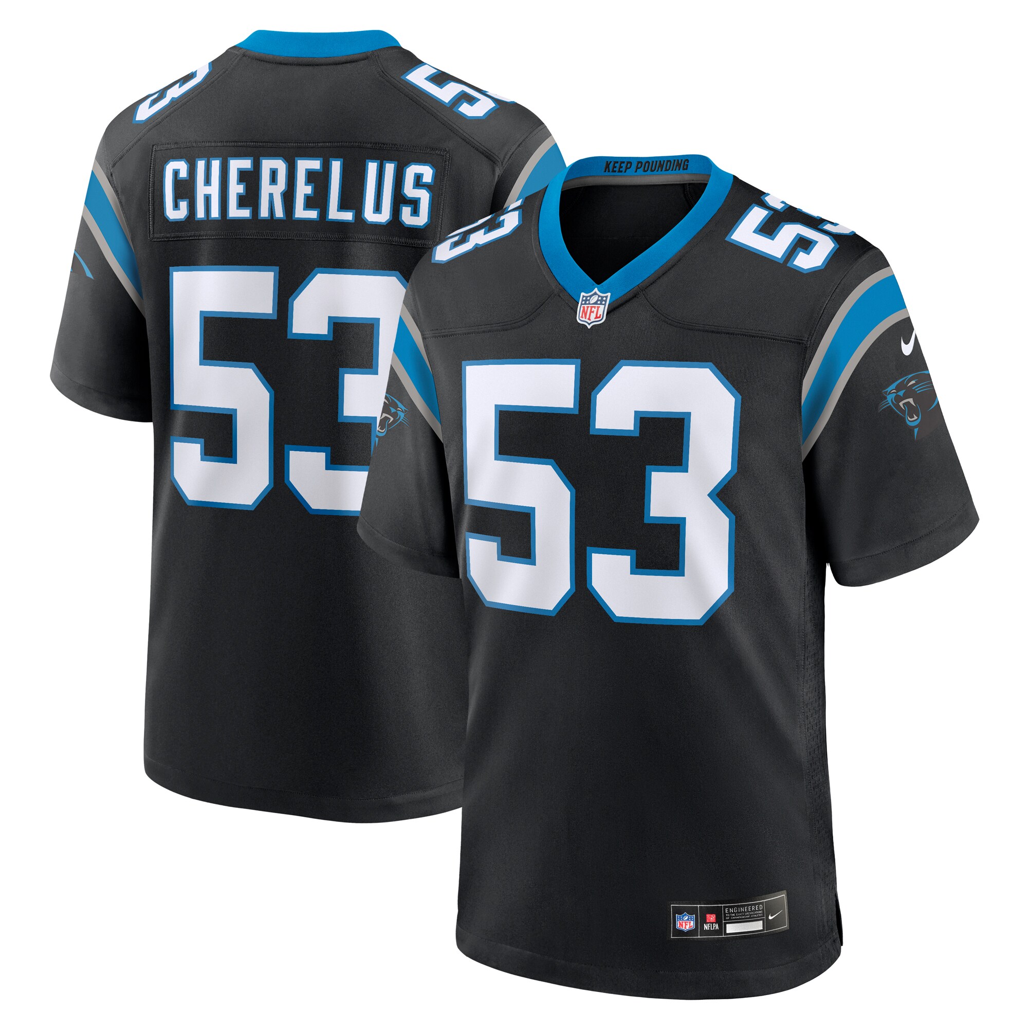 Claudin Cherelus Carolina Panthers Team Game Jersey -  Black