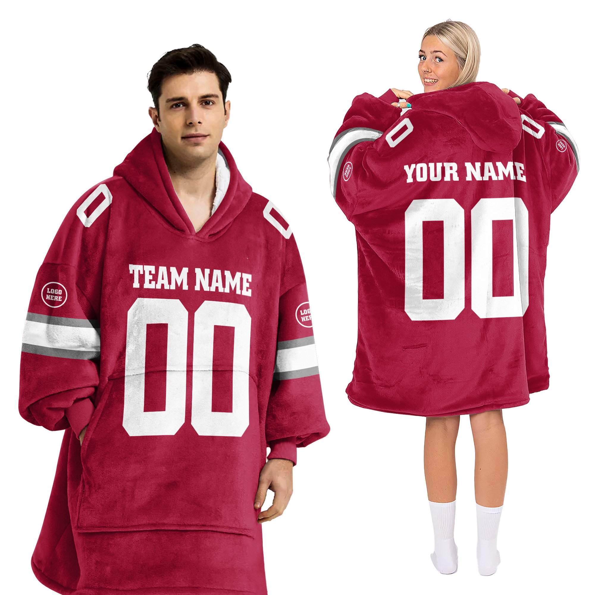 Adult Custom Blanket Hoodie Alabama Inspired Color