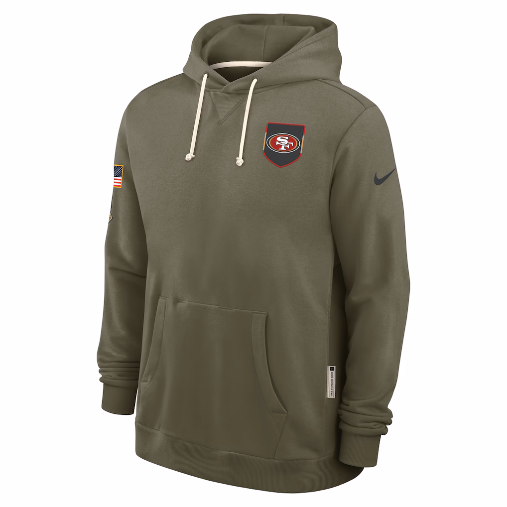 Men's San Francisco 49ers 49ers Olive 2025 Salute to Service Sideline Standard Issue Dri-FIT Hoodie
