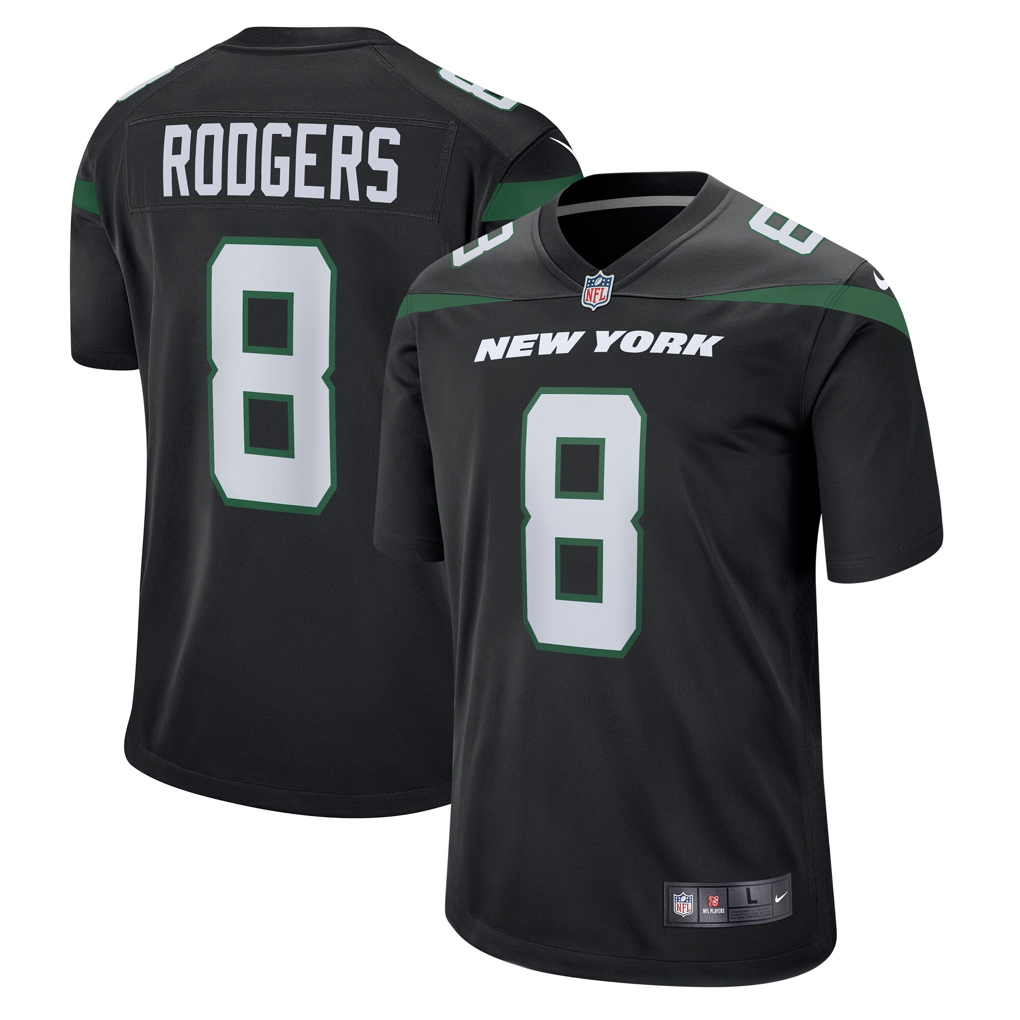 Aaron Rodgers New York Jets  Youth Game Jersey - Stealth Black