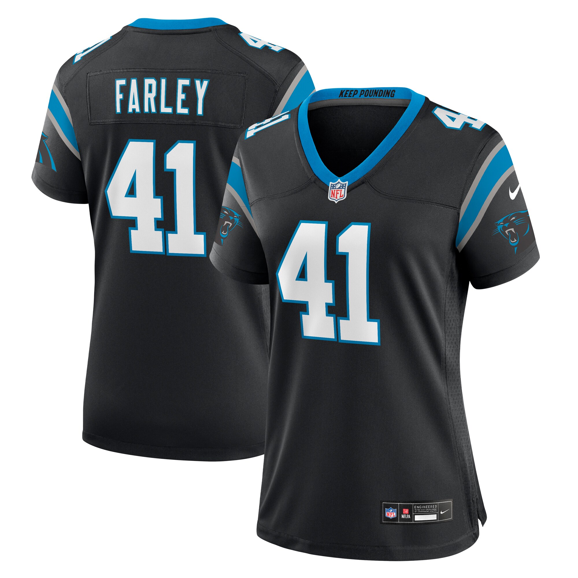 Matthias Farley Carolina Panthers Women's  Game Jersey -  Black