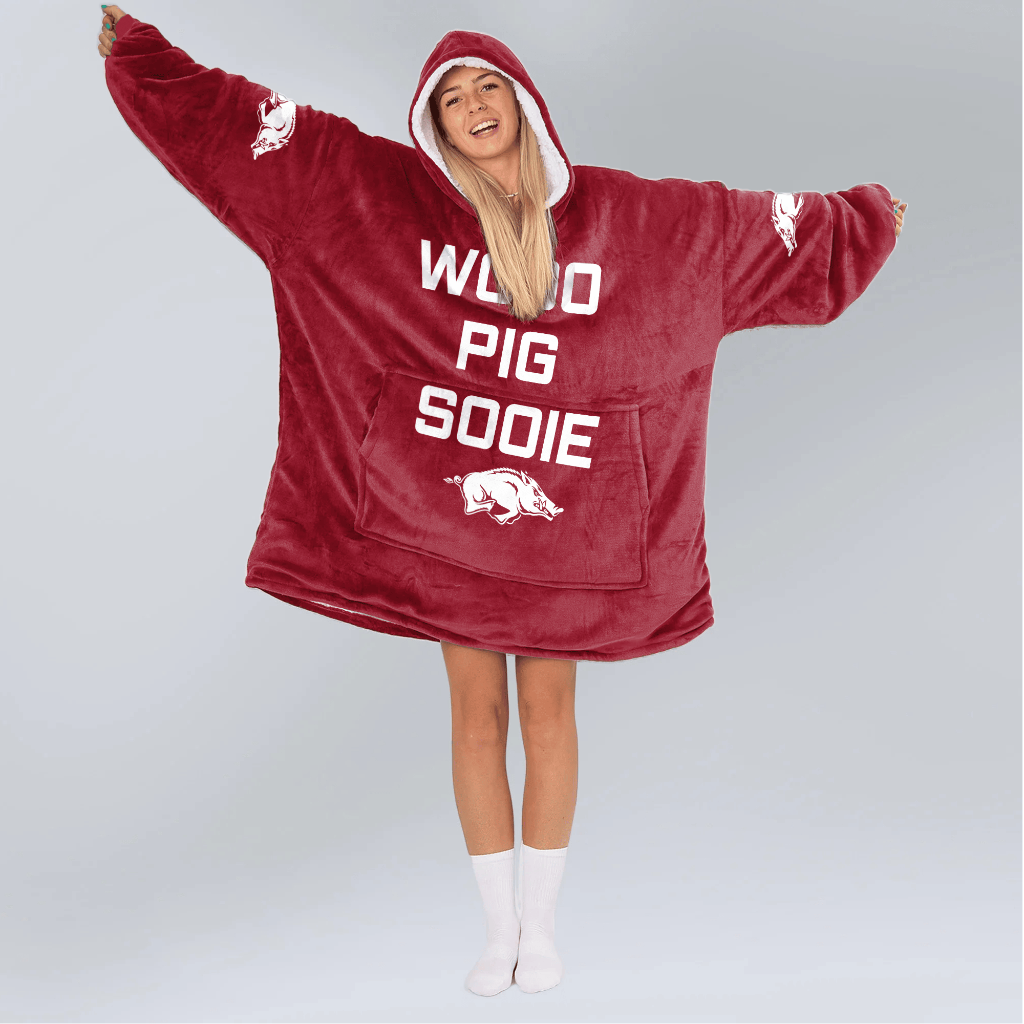 Adult Arkansas Football Unisex Blanket Hoodie