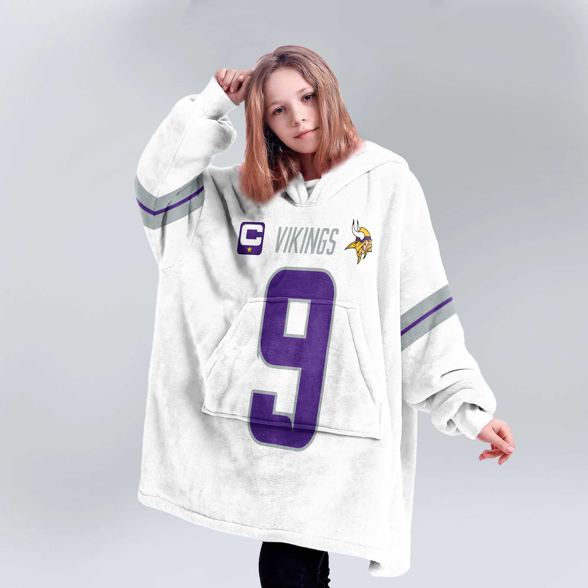 Kid 9 Minnesota Football Unisex Blanket Hoodie