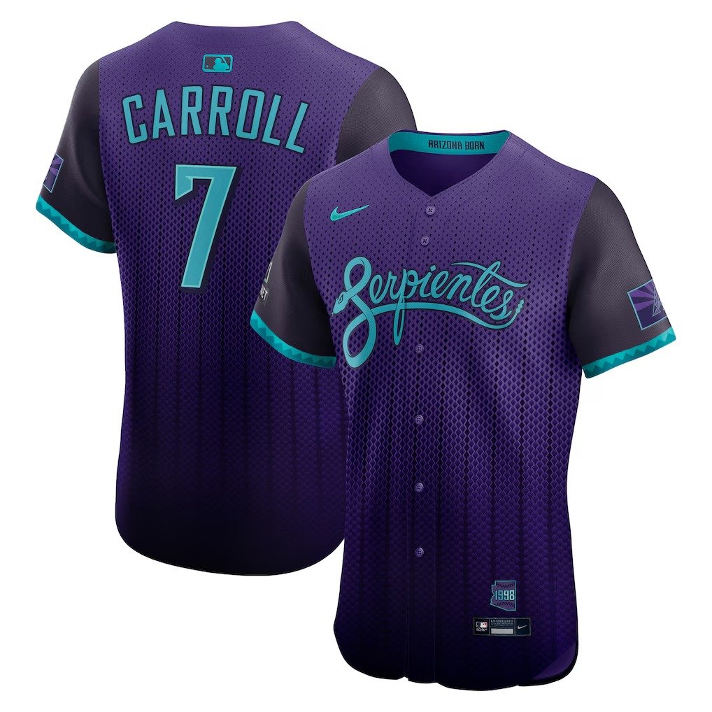 Men's #7 Corbin Carroll Arizona Diamondbacks  2025 City Connect Elite Player Purple Jersey