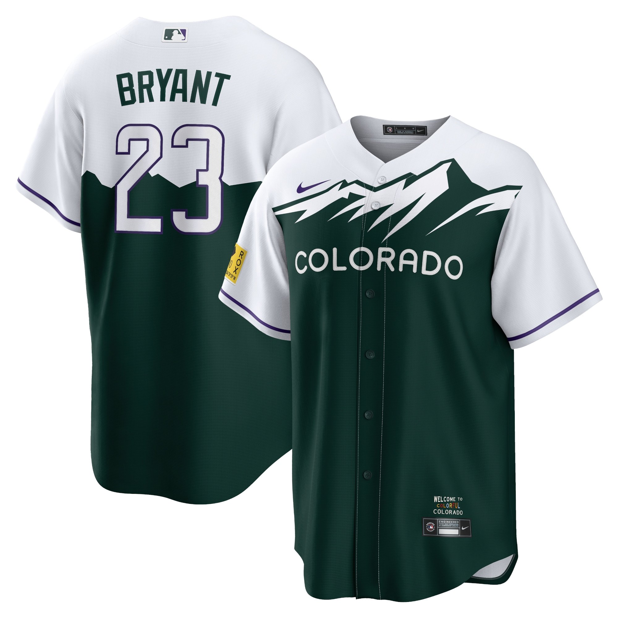 Men's Colorado Rockies Kris Bryant  White/Forest Green City Connect Replica Player Jersey