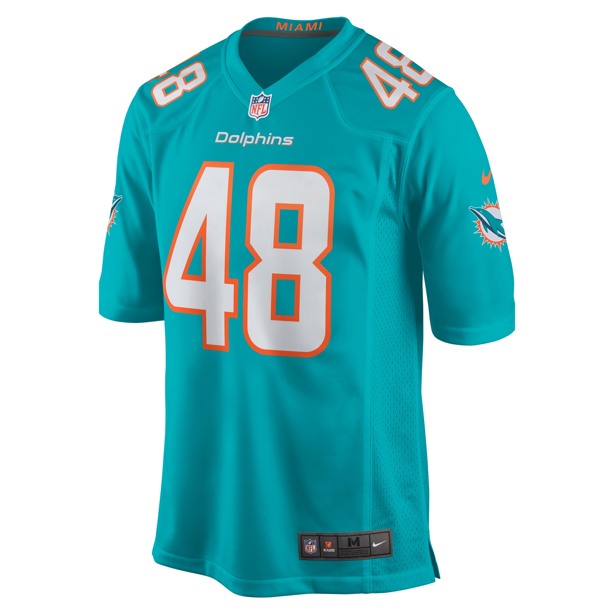 Jake Bargas Miami Dolphins Home Game Player Jersey - Aqua