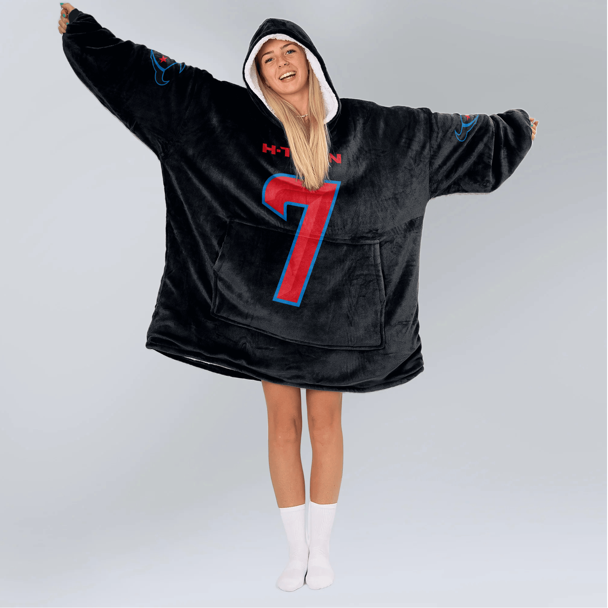 Adult C.J.S 7 Houston Football Unisex Blanket Hoodie